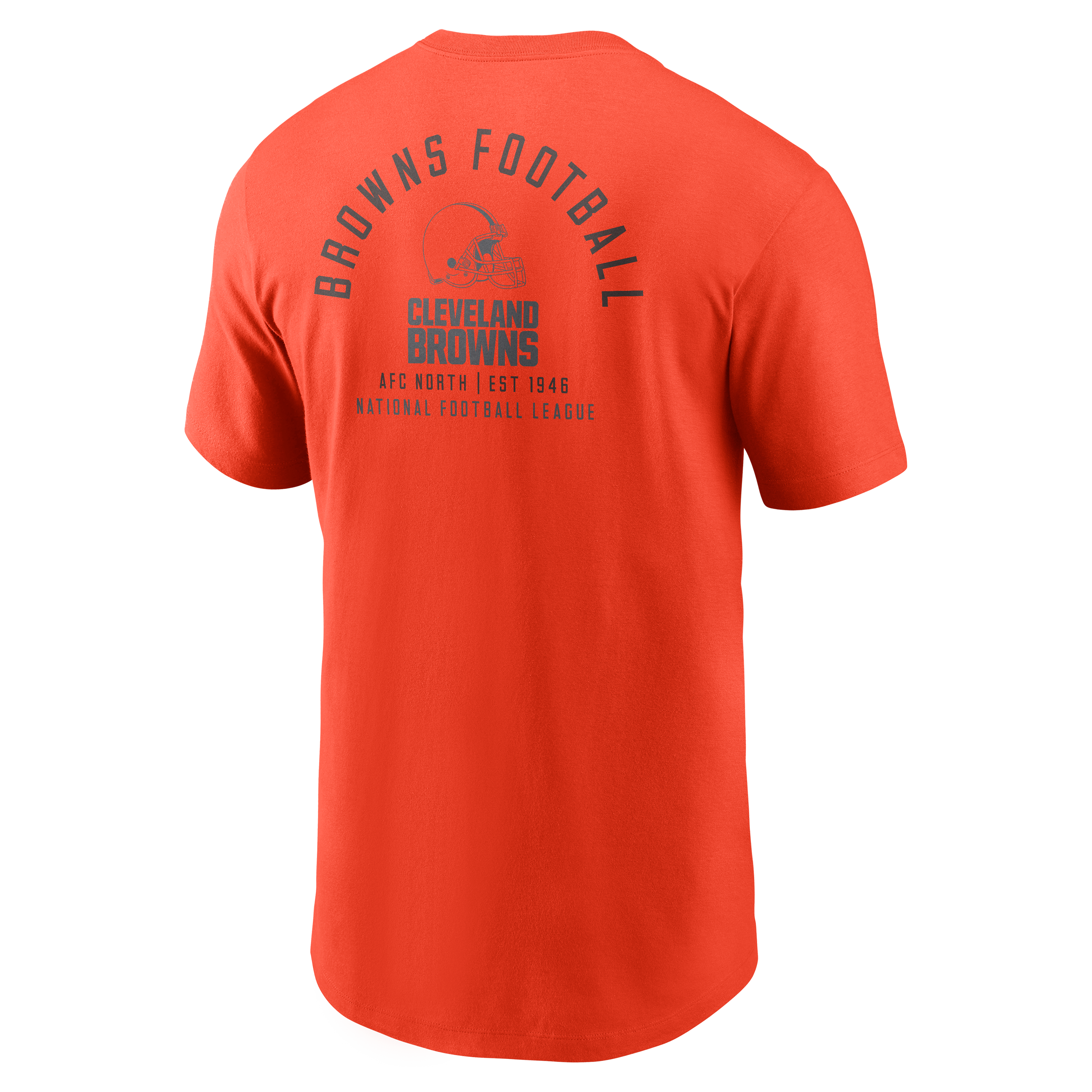 T-shirt Nike orange Cleveland Browns pour homme avec logo divisé