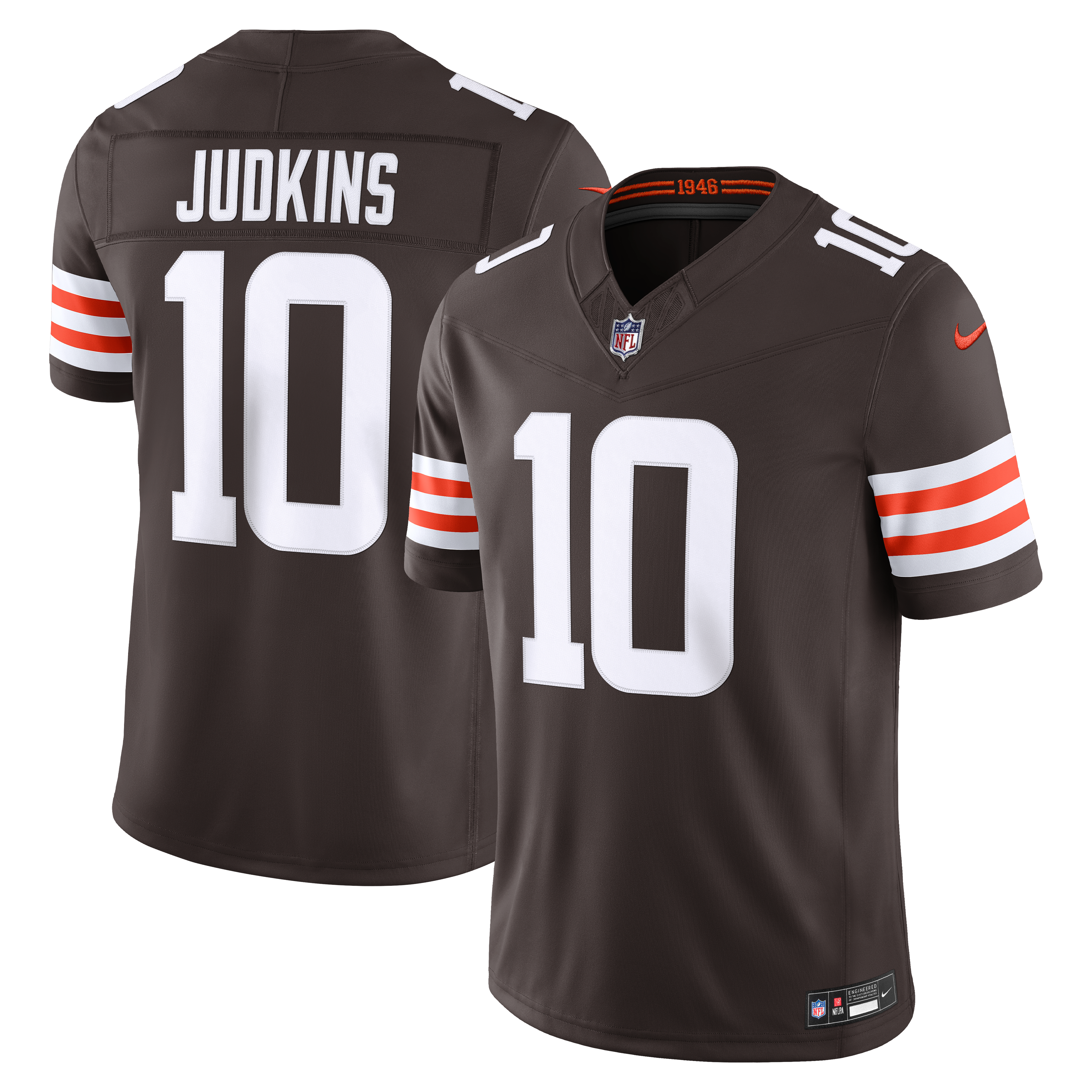 Maillot Nike Quinshon Judkins marron Cleveland Browns Team Vapor F.U.S.E. édition limitée cousue pour homme