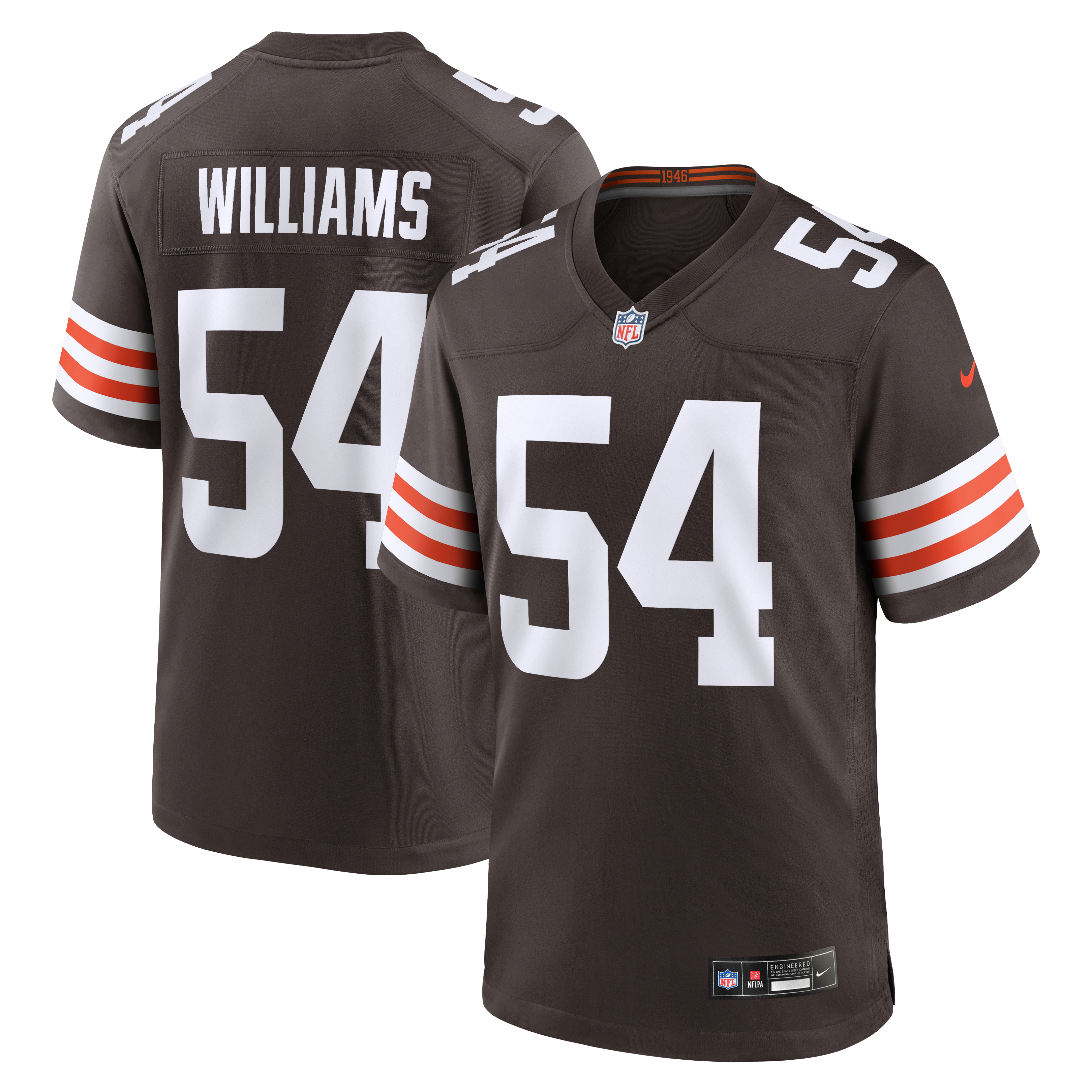 Maillot de match Nike Sam Williams marron des Cleveland Browns pour homme
