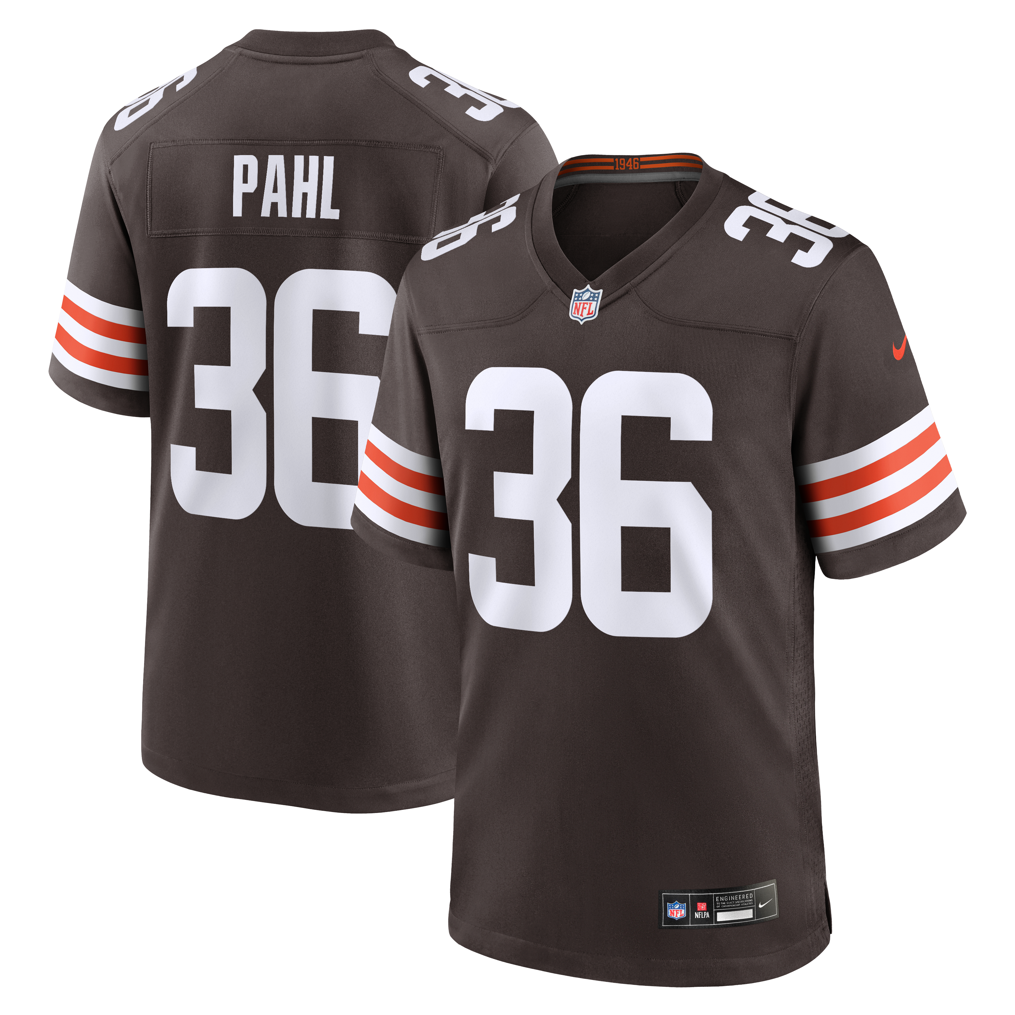 Maillot de match Nike Wes Pahl Brown des Cleveland Browns pour homme