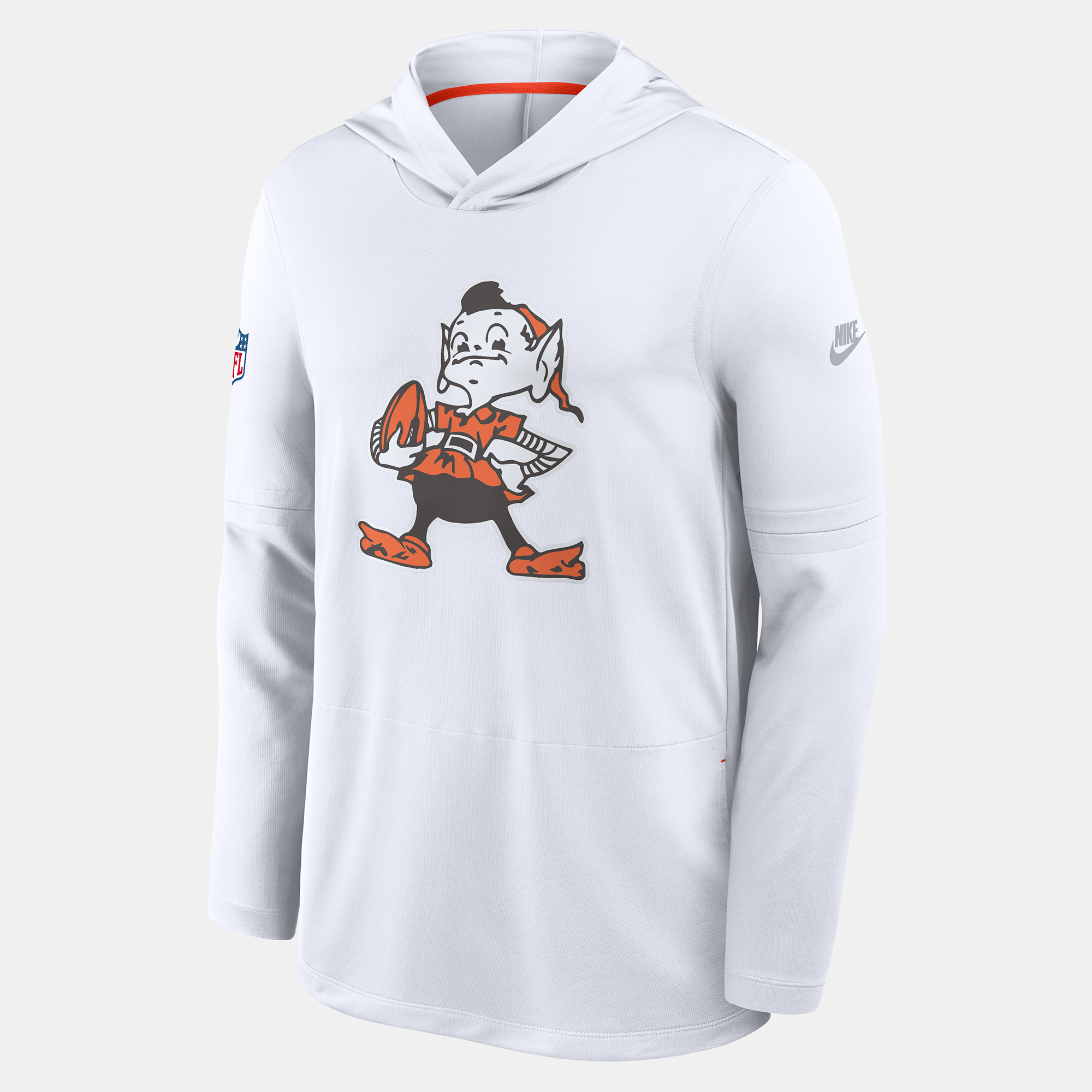 Men's Nike White Cleveland Browns Sideline Alternate Lightweight Long Sleeve Hooded Dri-FIT T-Shirt