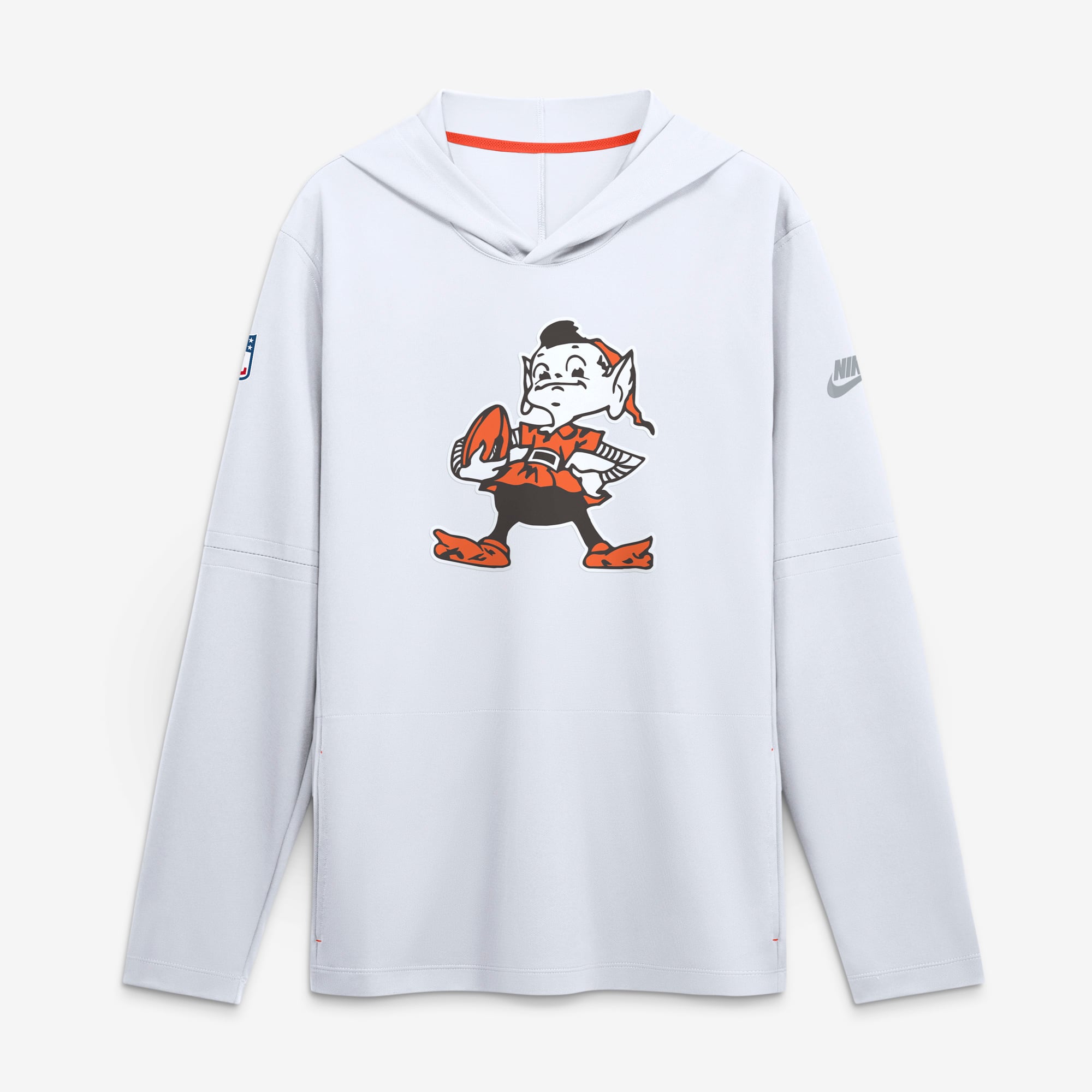 Men's Nike White Cleveland Browns Sideline Alternate Lightweight Long Sleeve Hooded Dri-FIT T-Shirt