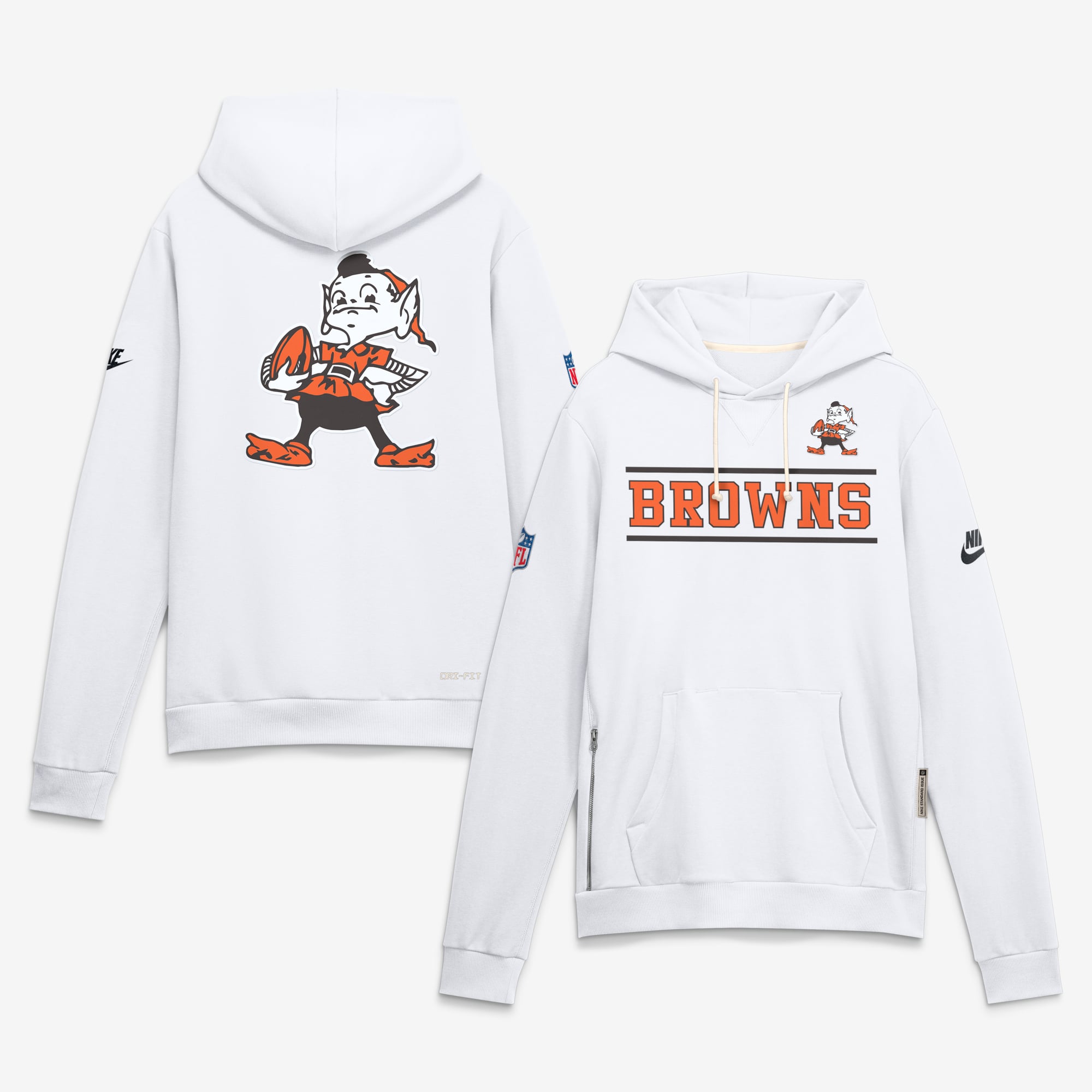 Men's Nike White Cleveland Browns Standard Issue Replay Officials Alternate Dri-FIT Hoodie