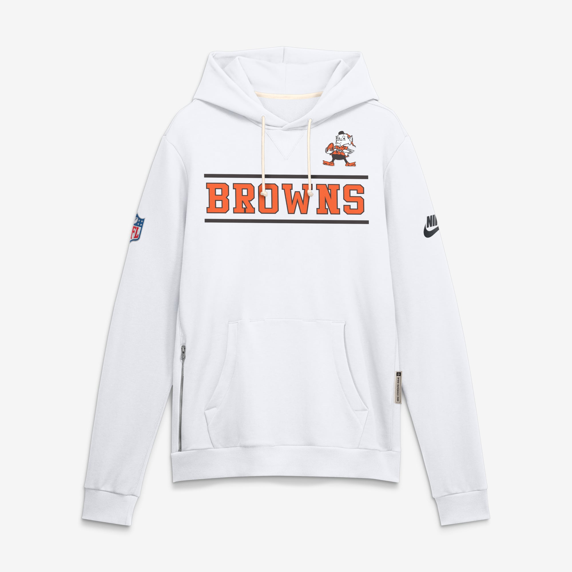 Men's Nike White Cleveland Browns Standard Issue Replay Officials Alternate Dri-FIT Hoodie