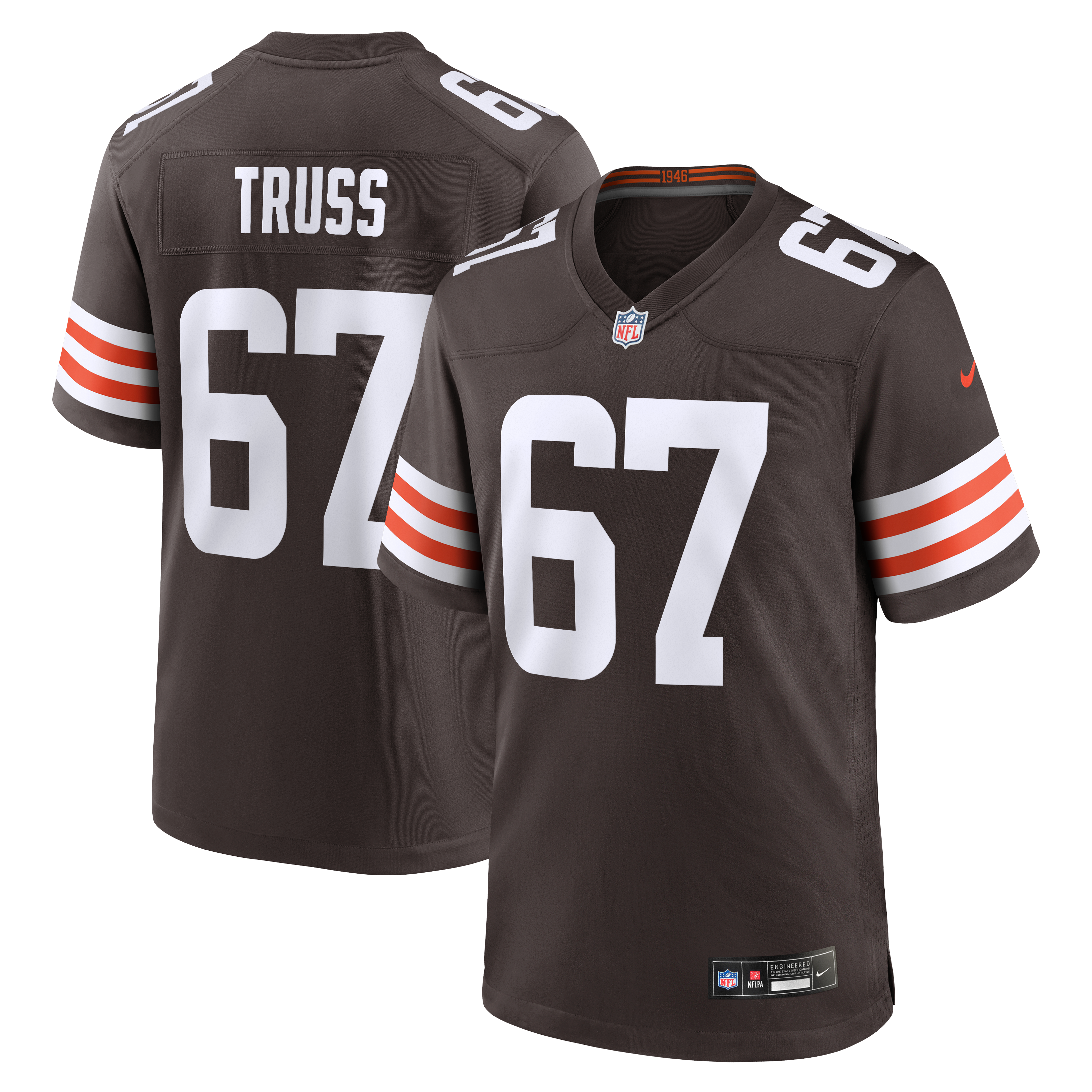 Maillot de match Nike Xavier Truss marron des Cleveland Browns pour homme