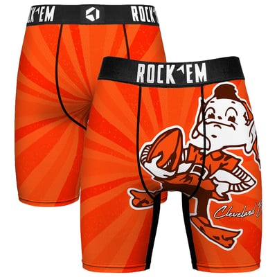  Cleveland Browns Rock Em Throwback Swirl Boxer Briefs - Orange