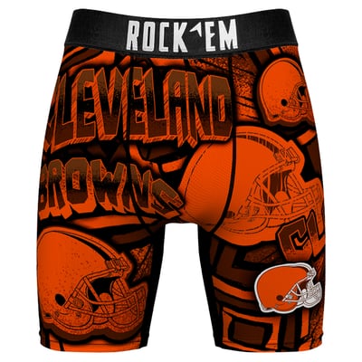  Cleveland Browns Rock Em Socks Sketched Out Boxer Briefs - Orange