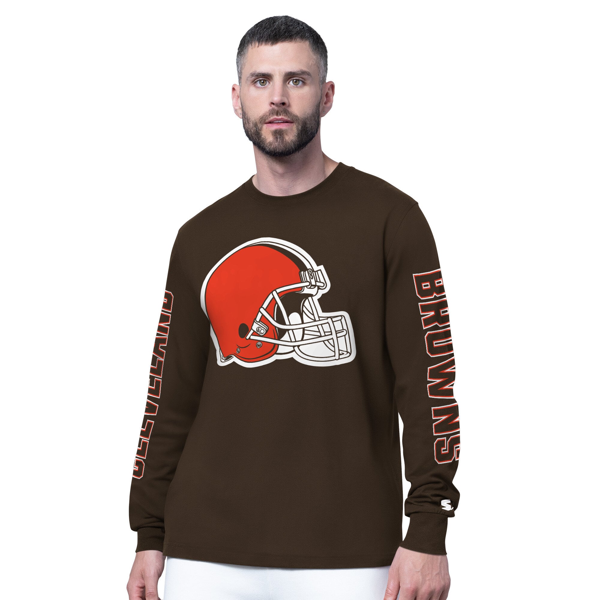 T-shirt à manches longues Starter marron Cleveland Browns Clutch Hit II pour homme
