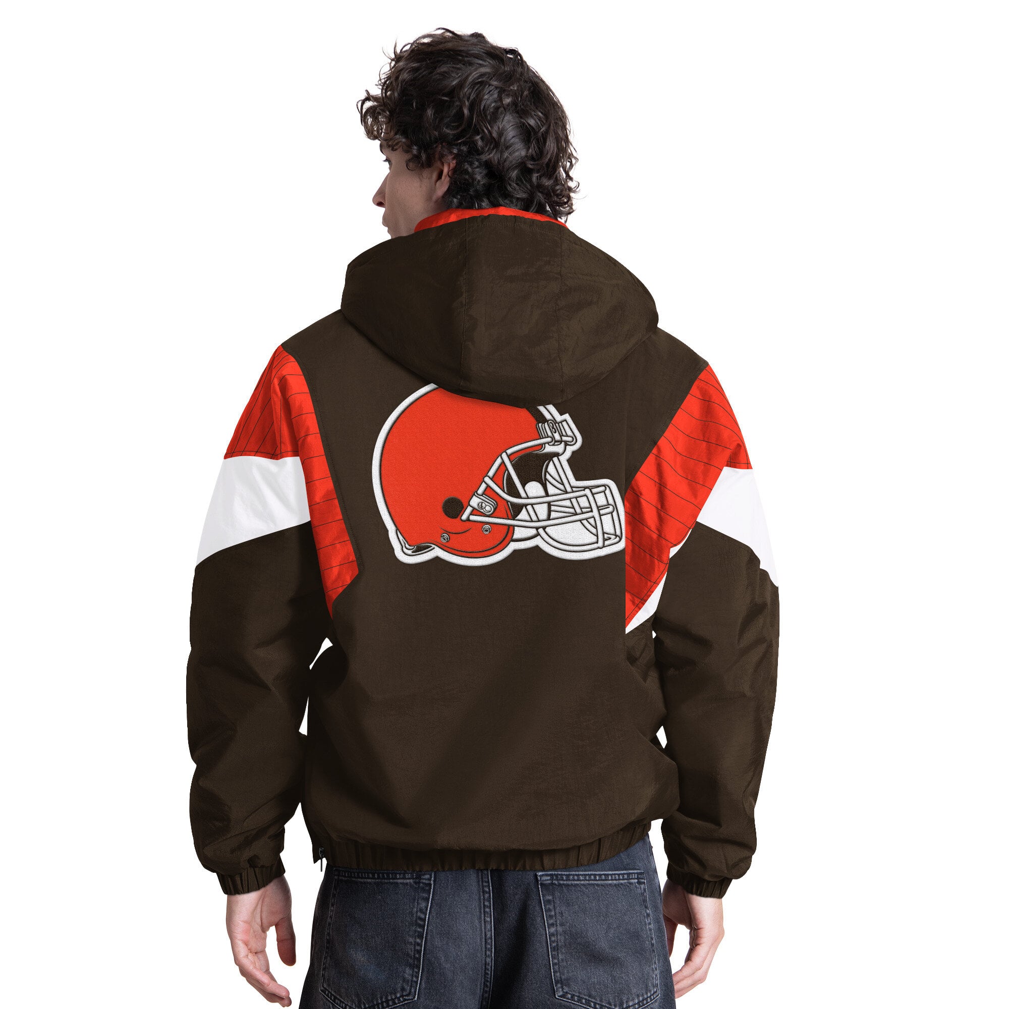 Veste à capuche demi-zip marron Starter pour homme, Cleveland Browns