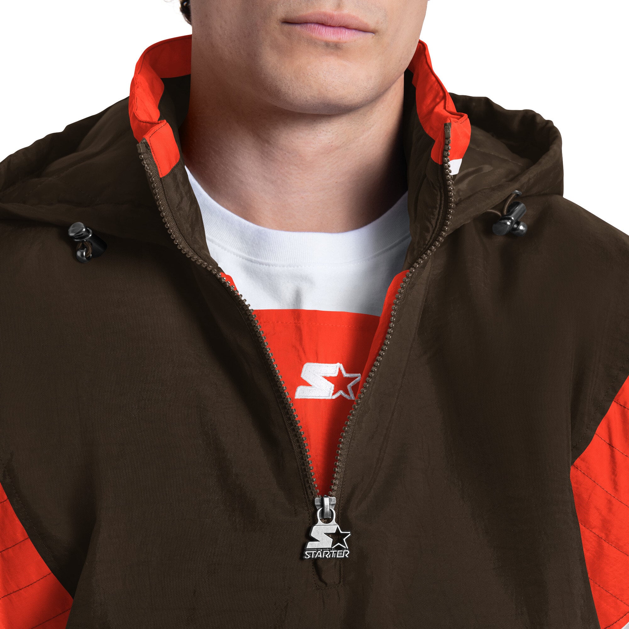 Veste à capuche demi-zip marron Starter pour homme, Cleveland Browns