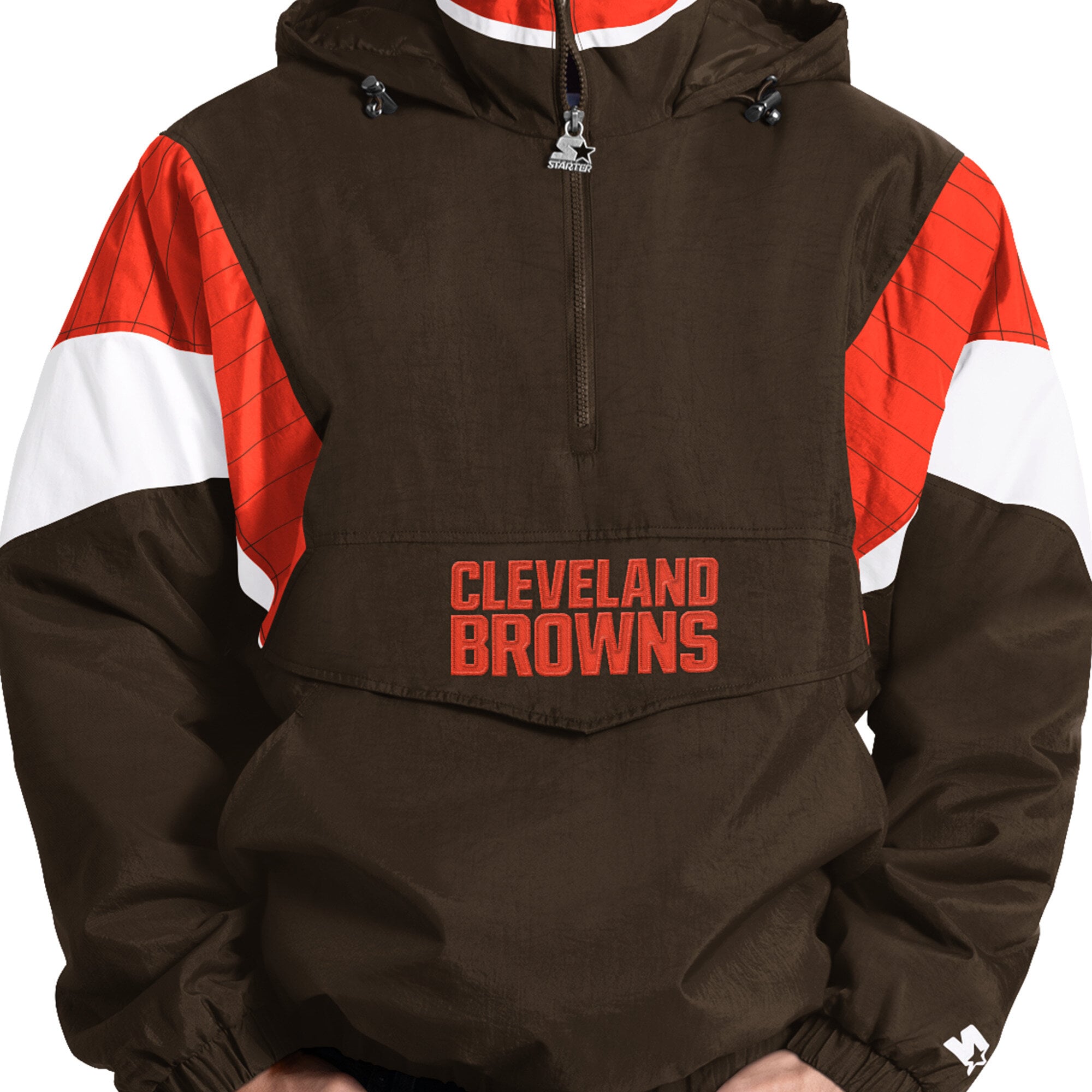 Veste à capuche demi-zip marron Starter pour homme, Cleveland Browns