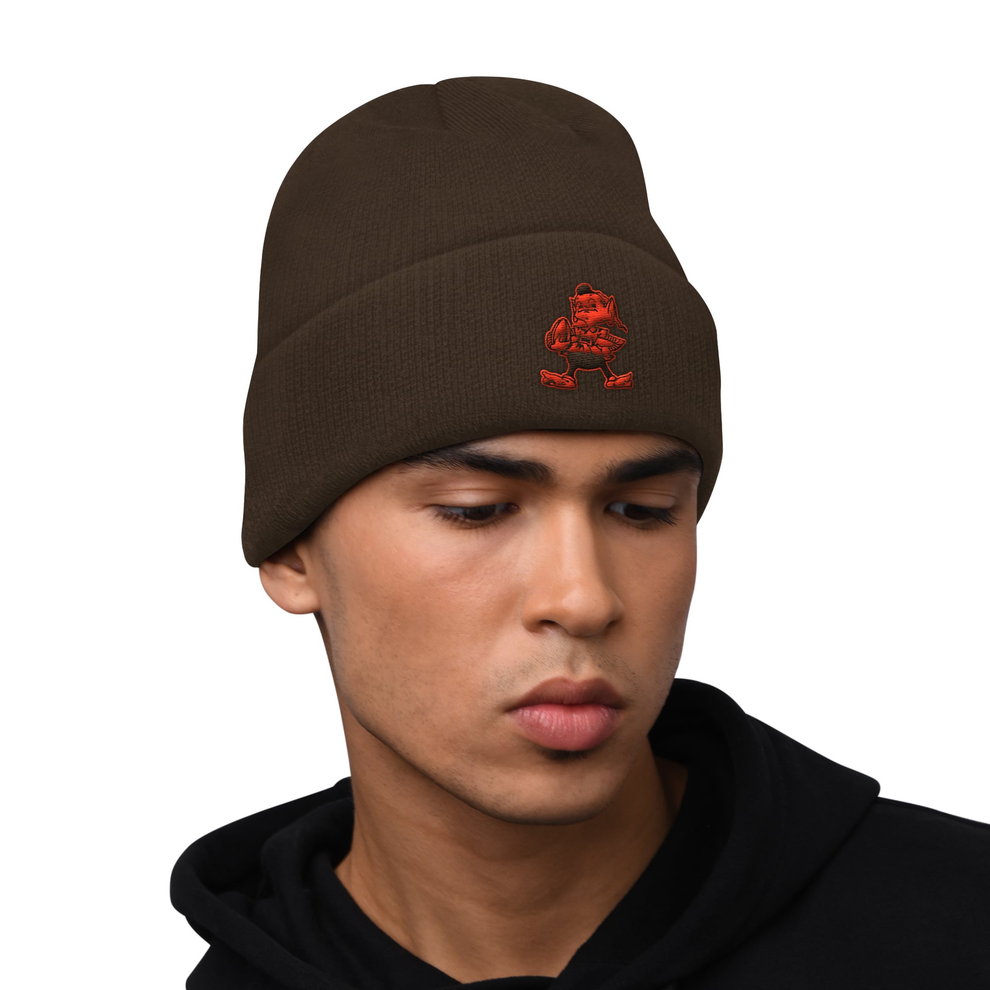 Men's Starter Brown Cleveland Browns Hoodie and Cuffed Knit Hat Combo Pack