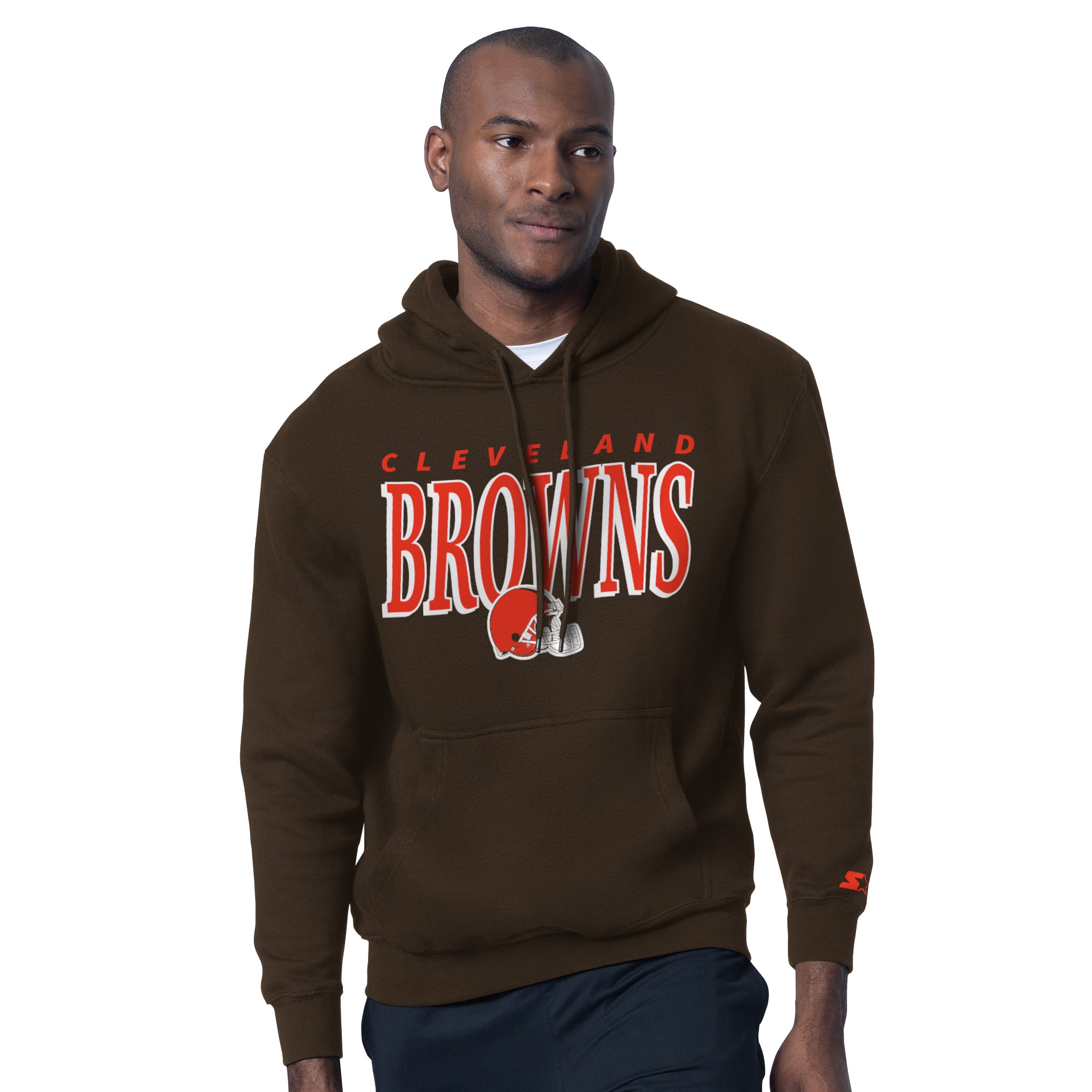 Ensemble t-shirt et sweat à capuche marron Starter pour homme avec logo des Cleveland Browns