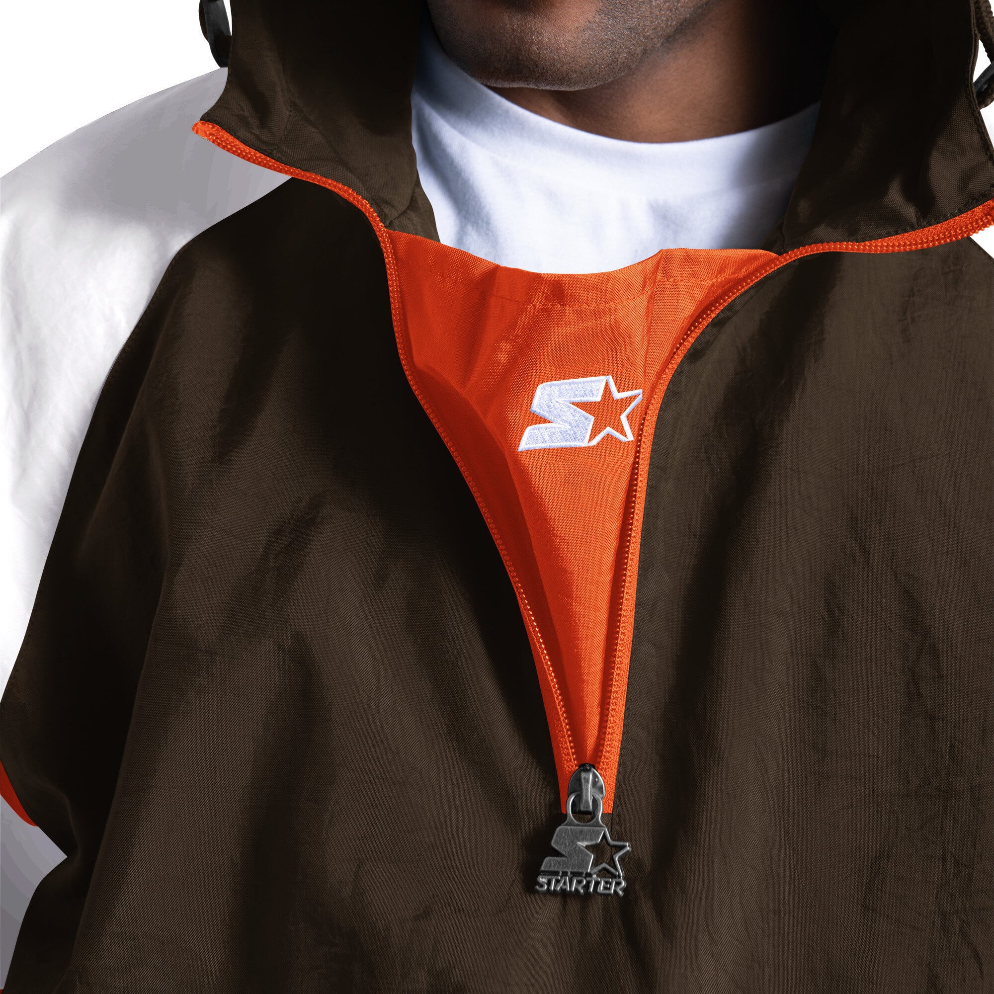 Veste Starter marron Cleveland Browns Street Cut à demi-zip pour homme