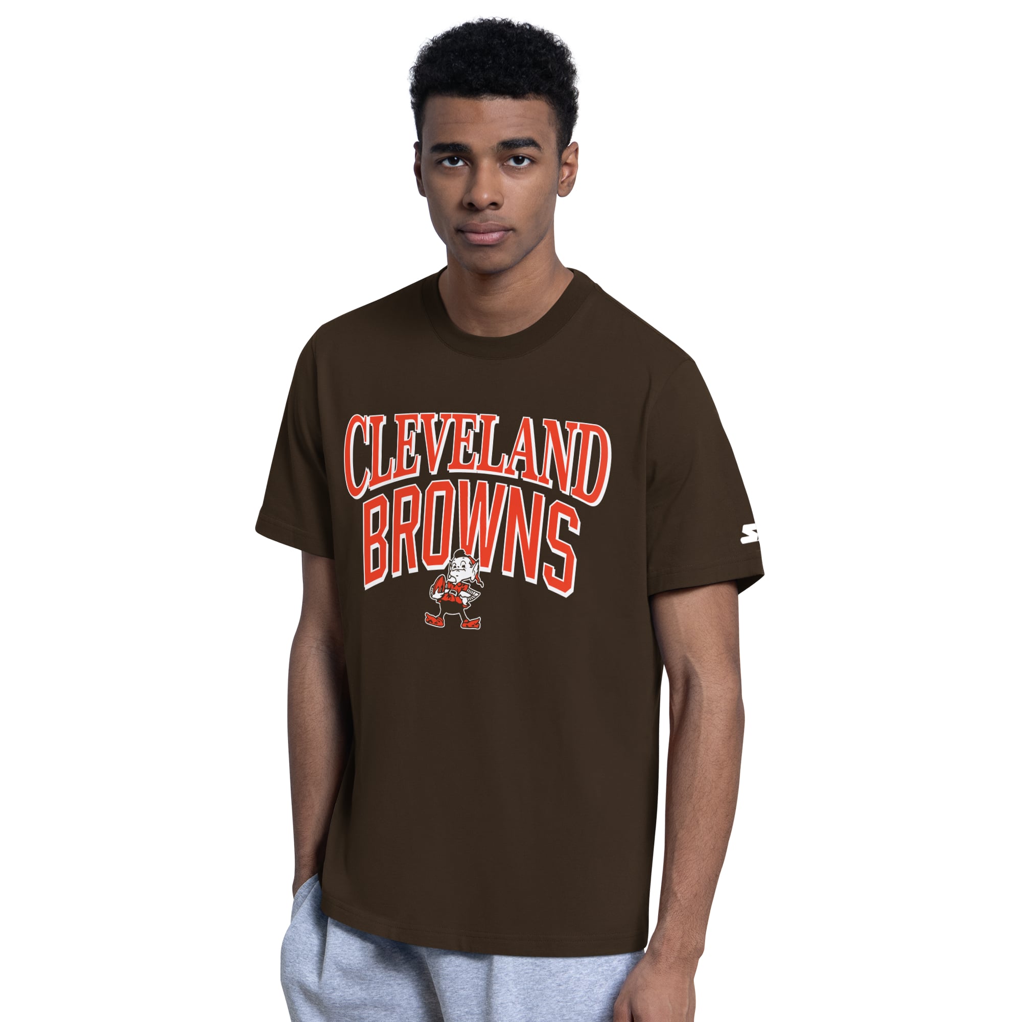 Lot de deux t-shirts rétro Cleveland Browns marron/gris chiné pour homme