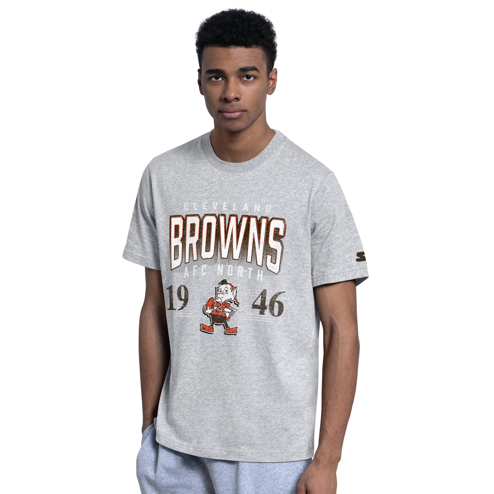 Lot de deux t-shirts rétro Cleveland Browns marron/gris chiné pour homme