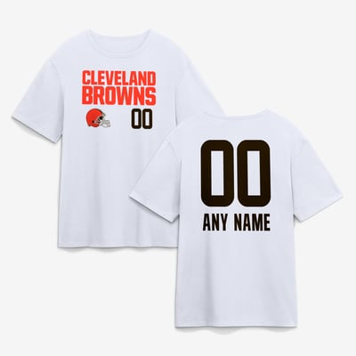Cleveland Browns  Touchdown Wordmark Personalized Name & Number T-Shirt - White