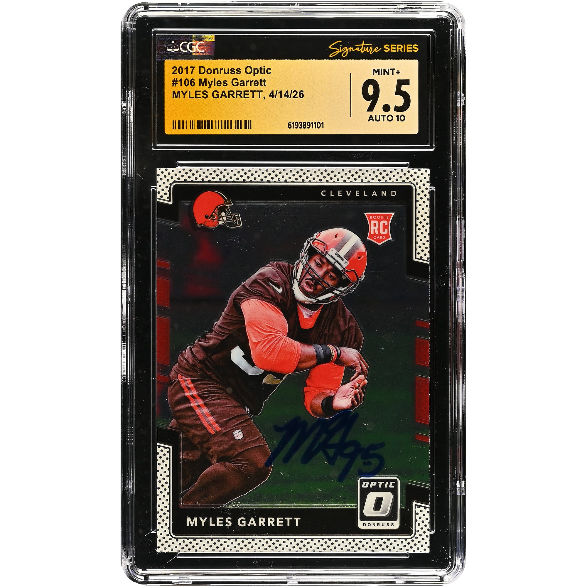 Myles Garrett Cleveland Browns Autographed 2017 Donruss Optic #106 CGC Fanatics Witnessed Authenticated /10 Rookie Card
