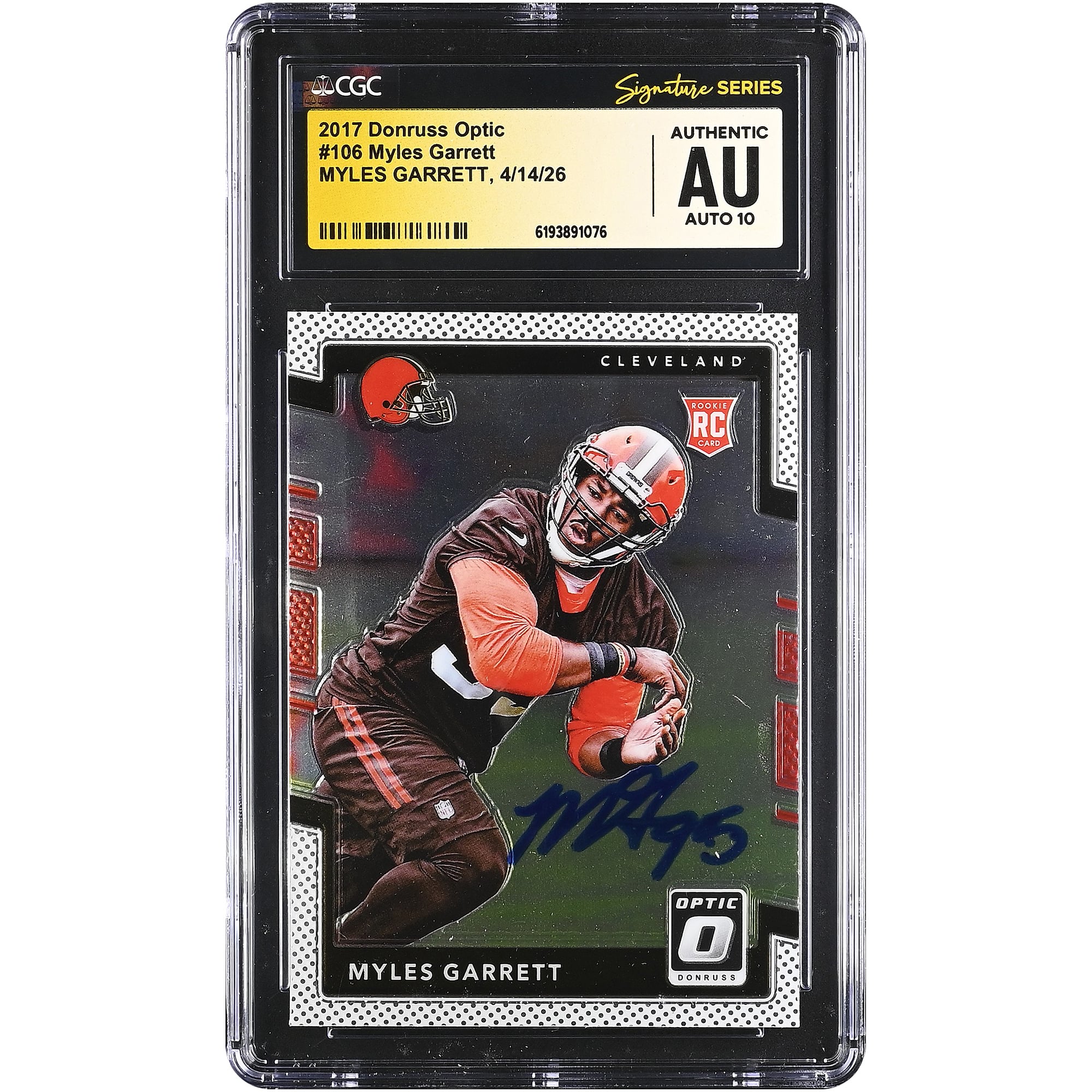 Myles Garrett Cleveland Browns Autographed 2017 Donruss Optic #106 CGC Fanatics Witnessed Authenticated AUTO 10 Rookie Card