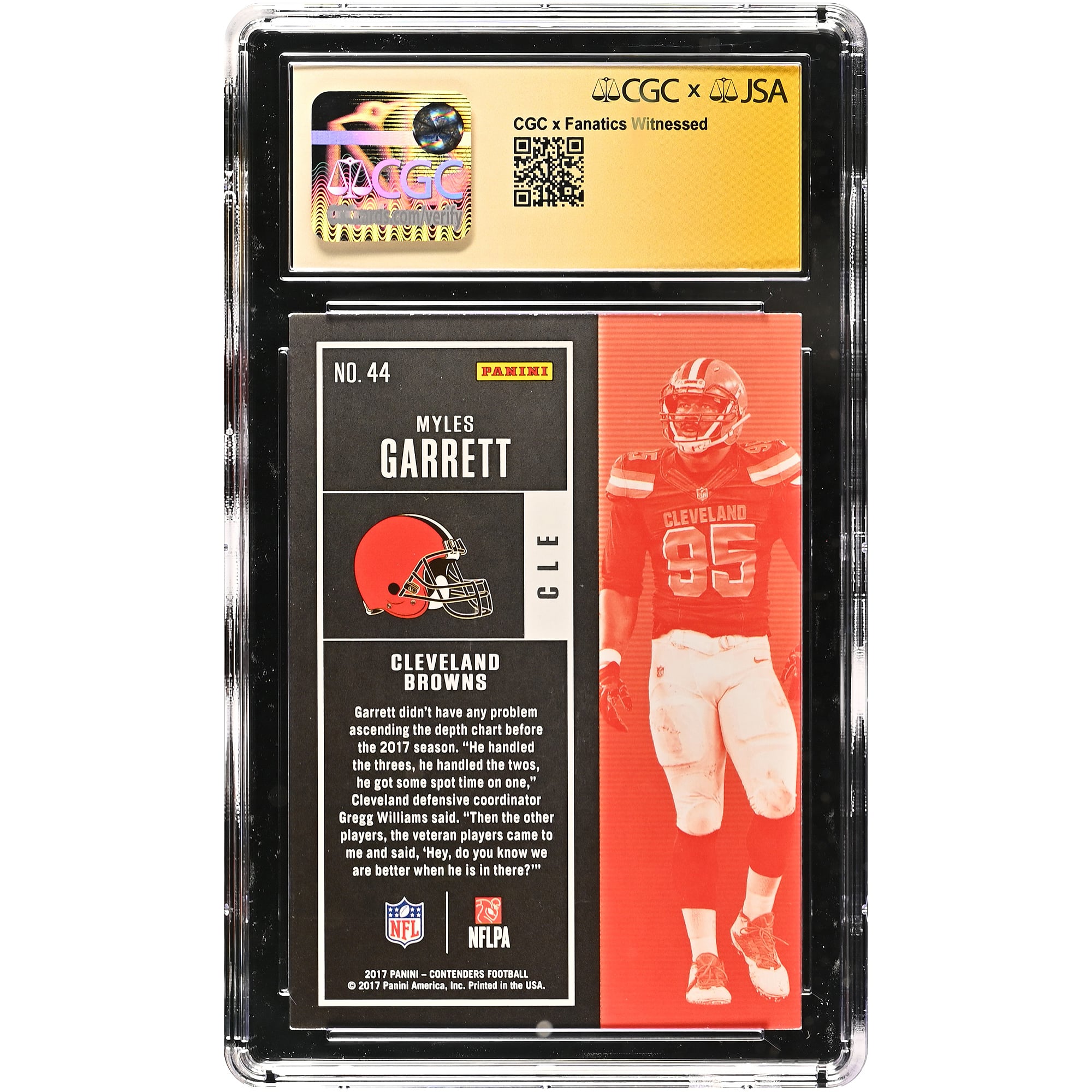 Myles Garrett Cleveland Browns Autographed 2017 Panini Contenders #44 CGC Fanatics Witnessed Authenticated 9/10 Rookie Card