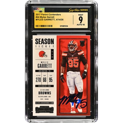 Myles Garrett Cleveland Browns Autographed 2017 Panini Contenders #44 CGC Fanatics Witnessed Authenticated 9/10 Rookie Card
