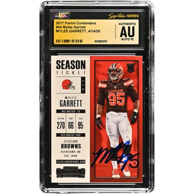 Myles Garrett Cleveland Browns Autographed 2017 Panini Contenders #44 CGC Fanatics Witnessed Authenticated AUTO 10 Rookie Card
