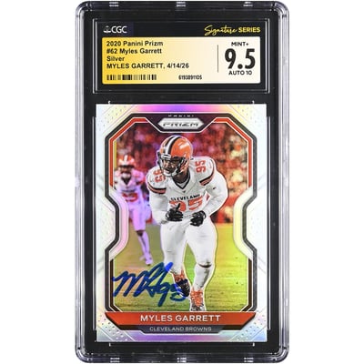 Myles Garrett Cleveland Browns Autographed 2020 Panini Prizm Silver #62 CGC Fanatics Witnessed Authenticated 9.5/10 Card