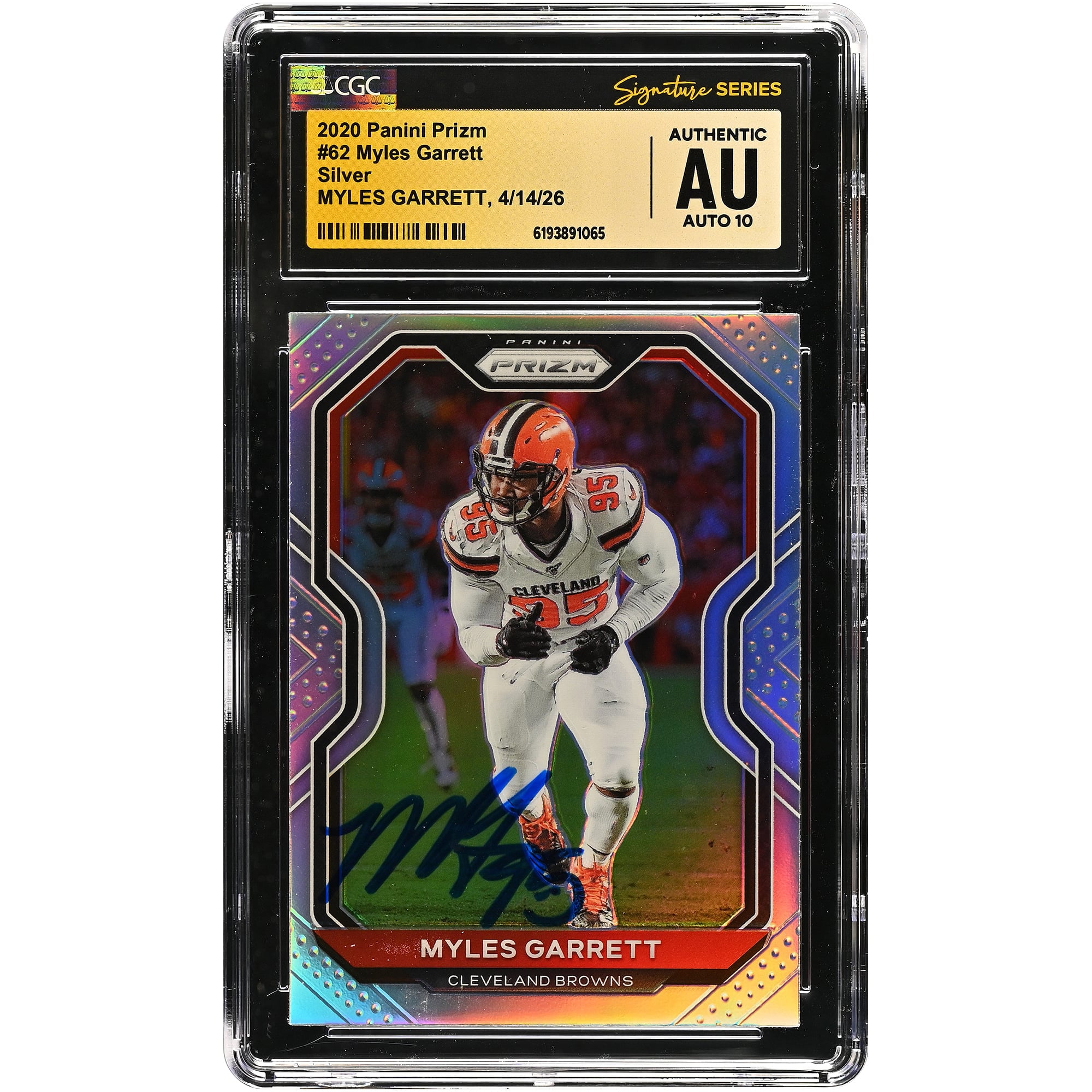 Myles Garrett Cleveland Browns Autographed 2020 Panini Prizm Silver #62 CGC Fanatics Witnessed Authenticated AUTO 10 Card