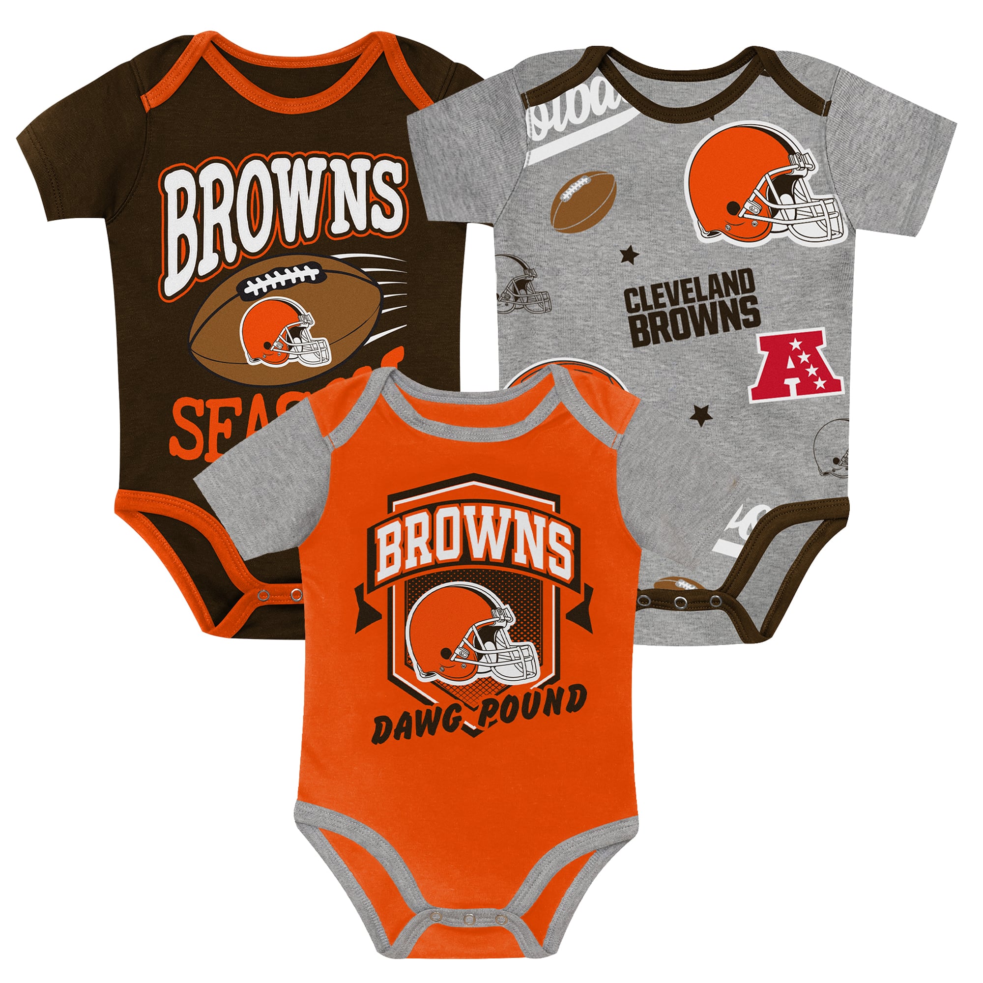 Newborn Outerstuff Cleveland Browns First Round Pick Three-Piece Bodysuit Set