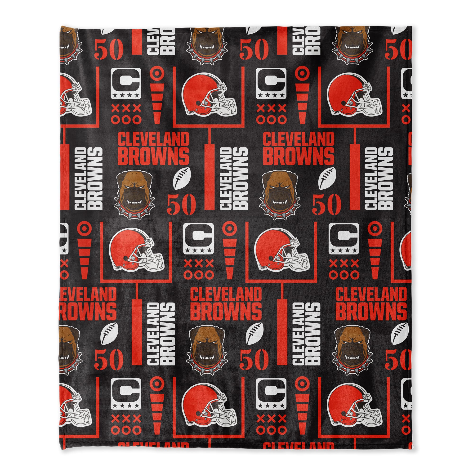 Pegasus Cleveland Browns 50" x 60" Blackout Team Spirit Ultra Soft Throw & Plush Football Combo Pack