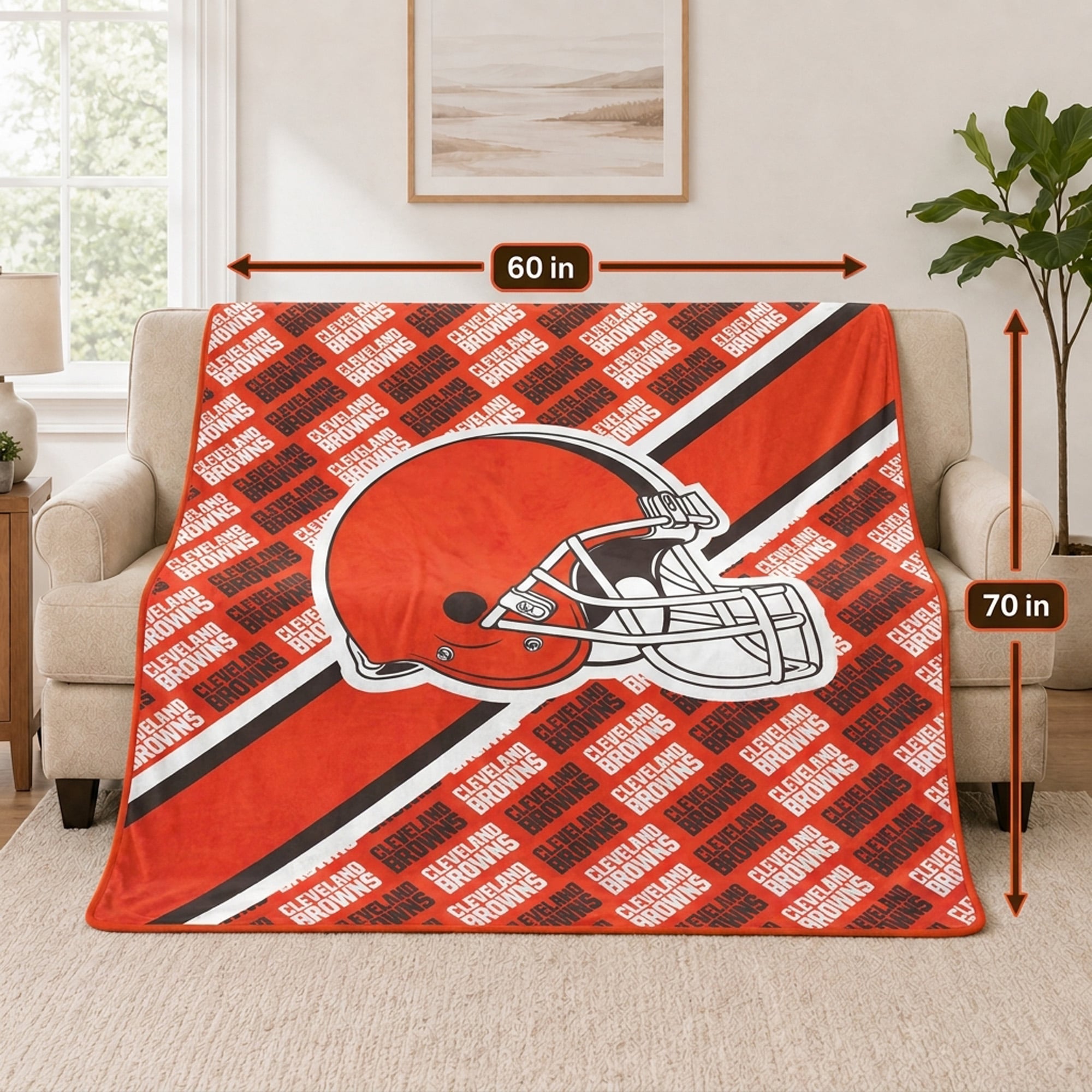 Couverture ultra douce Pegasus Cleveland Browns 60" x 70" (diagonale) avec logo et doublure