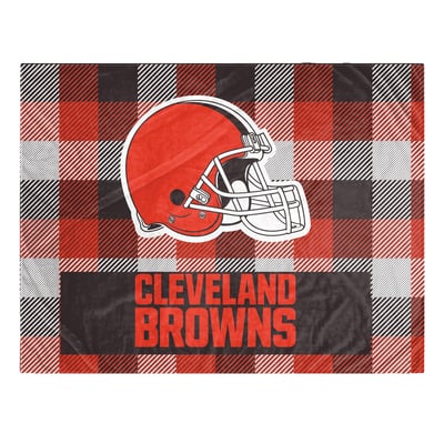 Cleveland Browns Pegasus Fan-mily Bold Plaid Oversized 60" x 90" Ultra Cozy Blanket