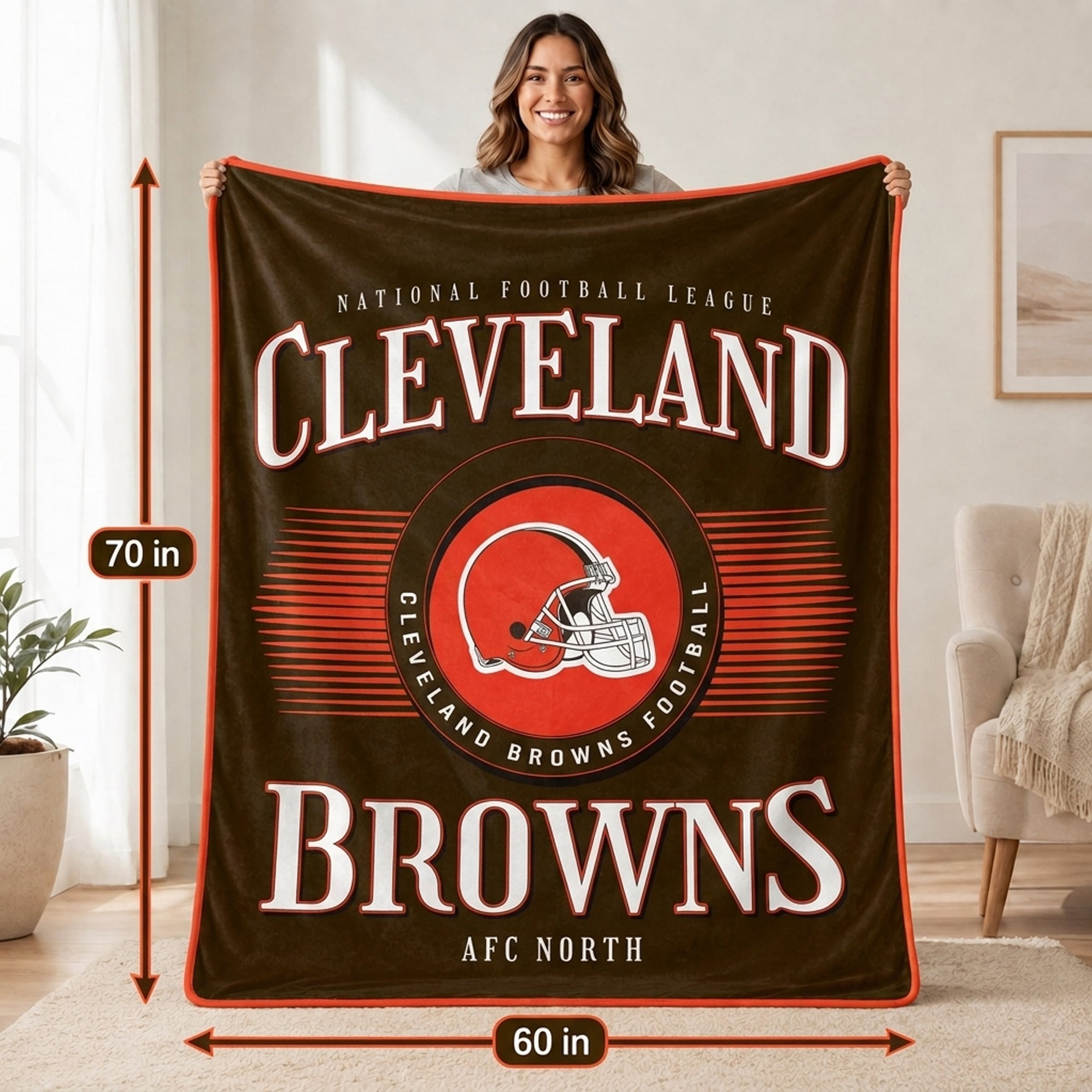 Couverture Pegasus Cleveland Browns Spotlight Arch 60" x 70" ultra douce