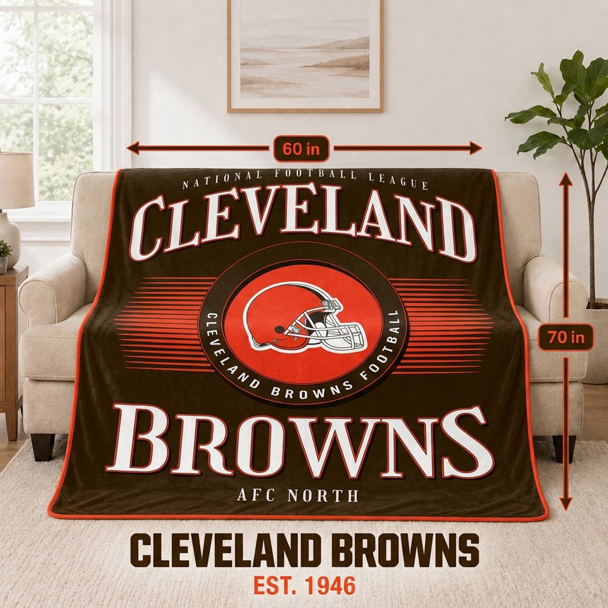 Couverture Pegasus Cleveland Browns Spotlight Arch 60" x 70" ultra douce