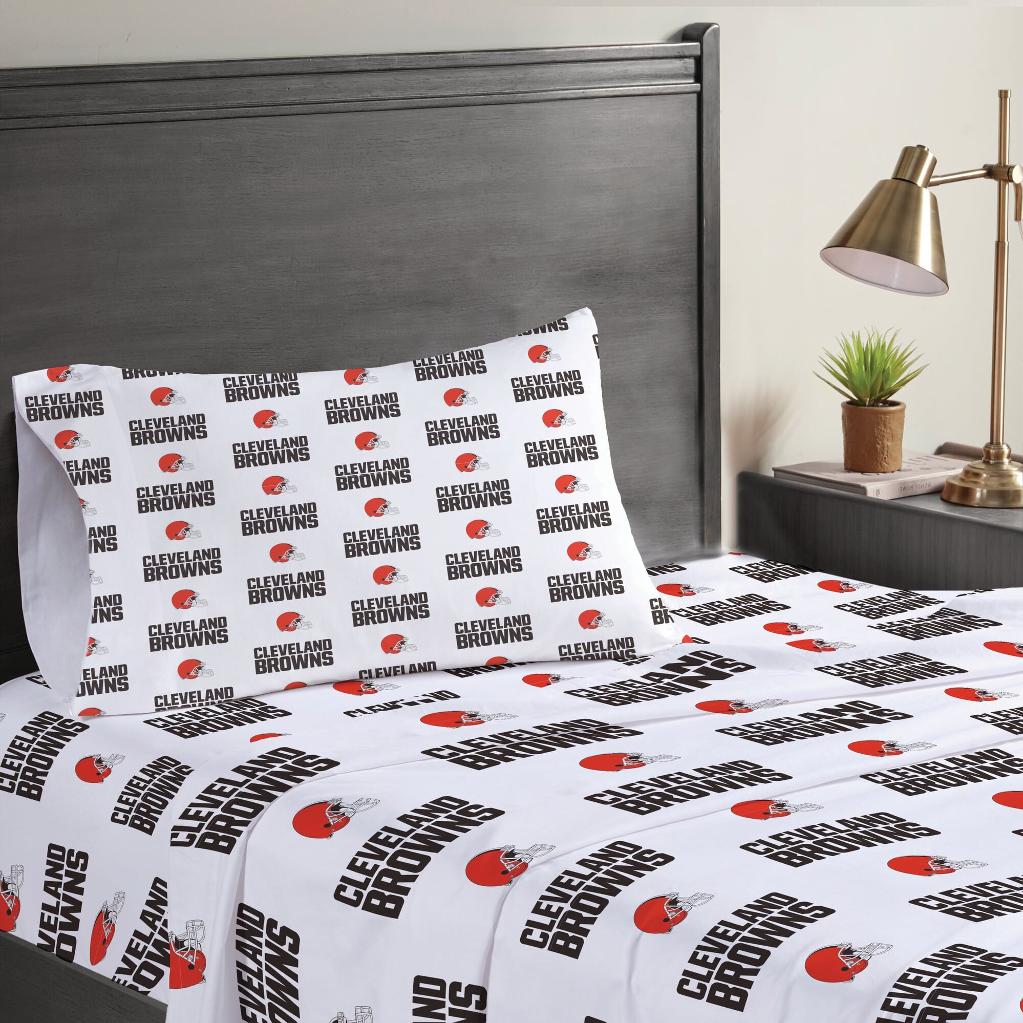 Ensemble de draps trois pièces Pegasus Cleveland Browns pour lit simple