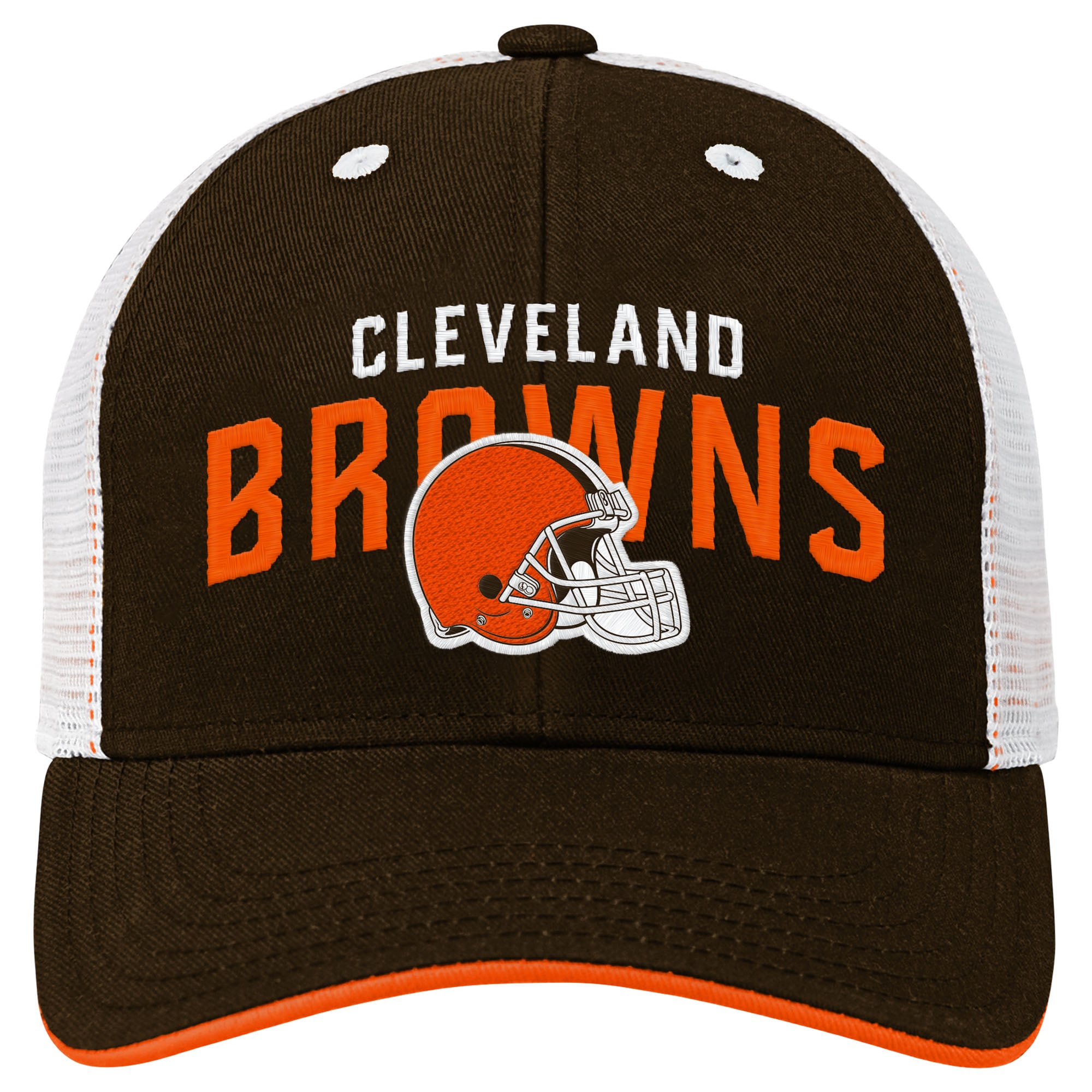 Casquette ajustable marron/blanche Cleveland Browns Core Lockup Trucker pour enfants d'âge préscolaire