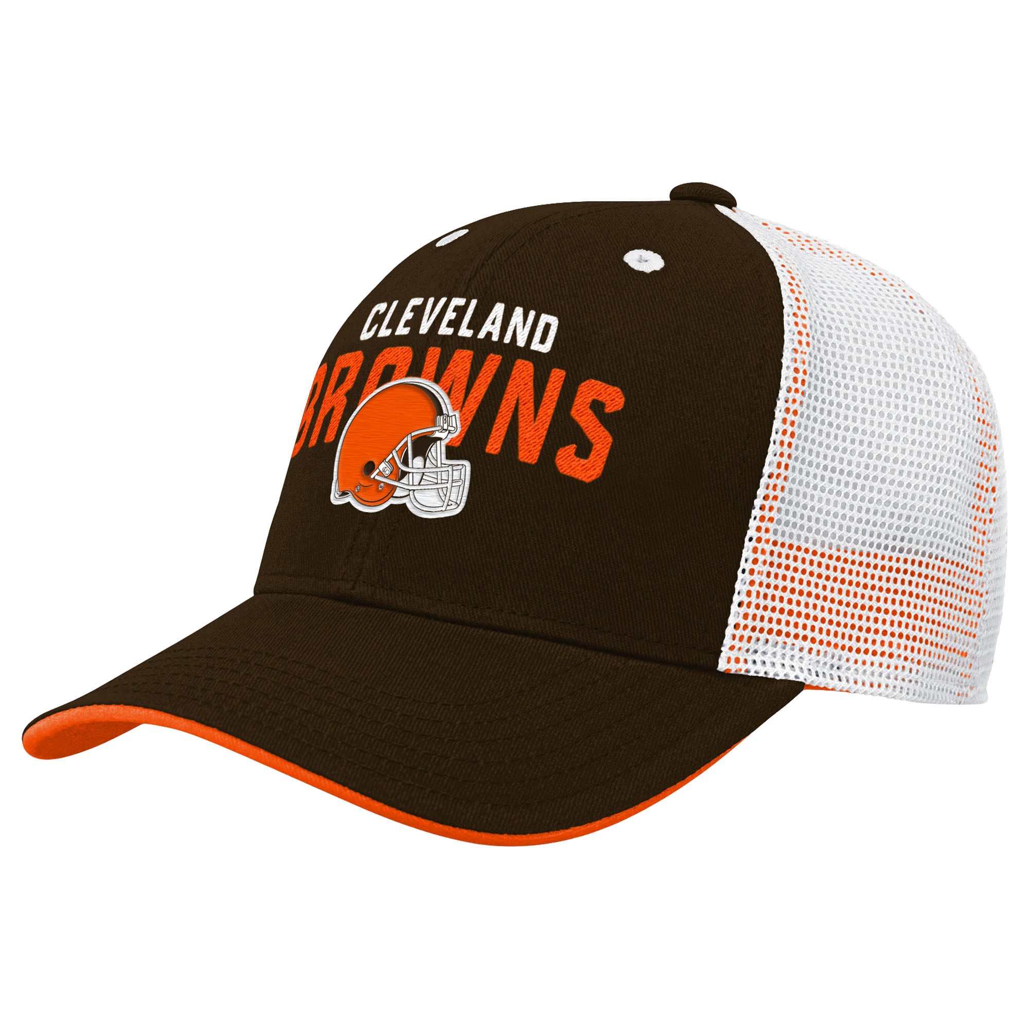 Casquette ajustable marron/blanche Cleveland Browns Core Lockup Trucker pour enfants d'âge préscolaire