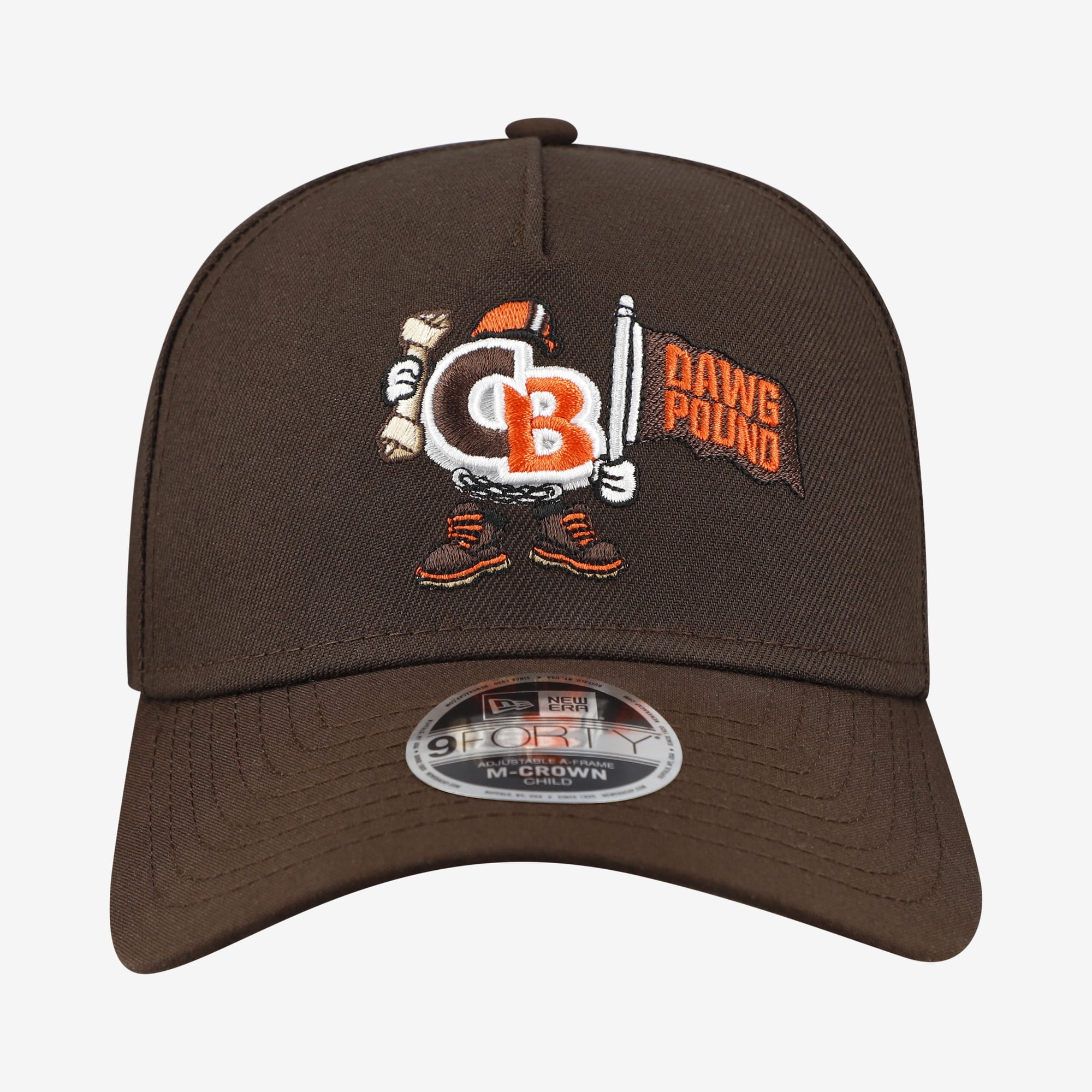 Casquette ajustable New Era marron Cleveland Browns Cartoon 9FORTY M-Crown A-Frame pour enfants d'âge préscolaire