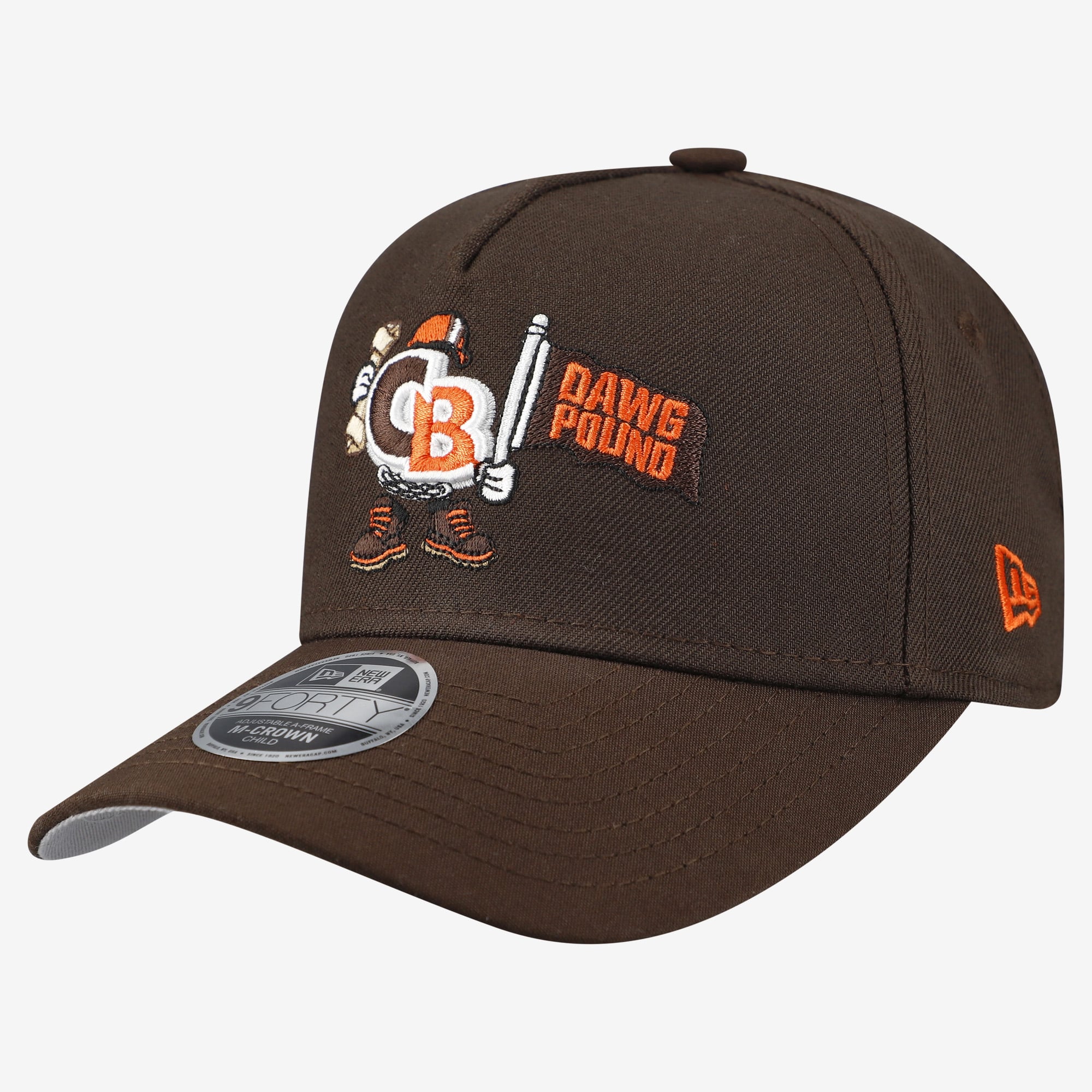 Casquette ajustable New Era marron Cleveland Browns Cartoon 9FORTY M-Crown A-Frame pour enfants d'âge préscolaire