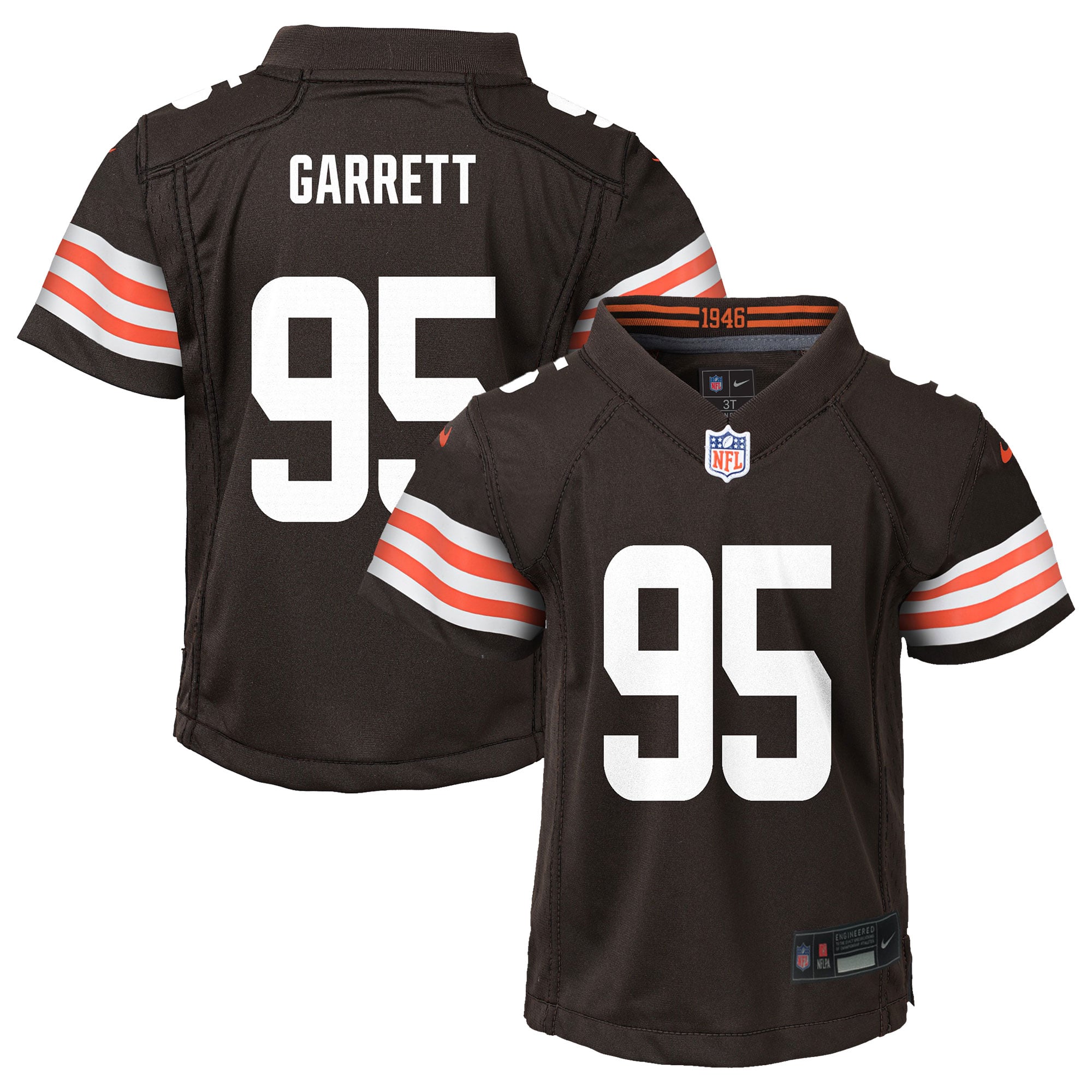 Maillot de match Nike Myles Garrett Brown des Cleveland Browns pour enfants d'âge préscolaire