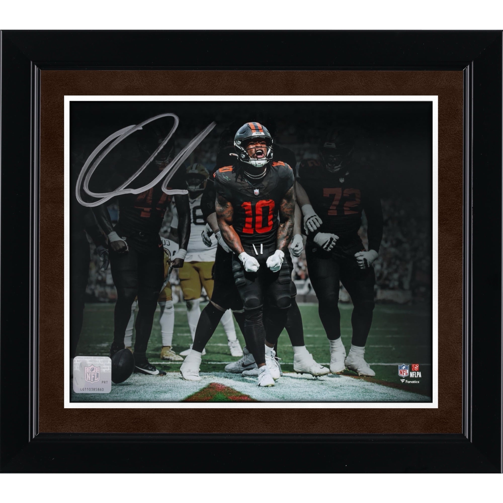 Quinshon Judkins Cleveland Browns Autographed 8" x 10" Touchdown Celebration Spotlight Photograph