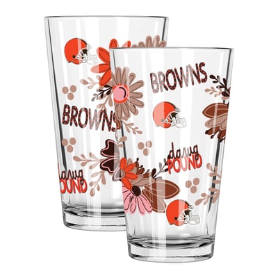 Cleveland Browns The Memory Company Two-Piece 16oz. Flowers Pint Glass Set