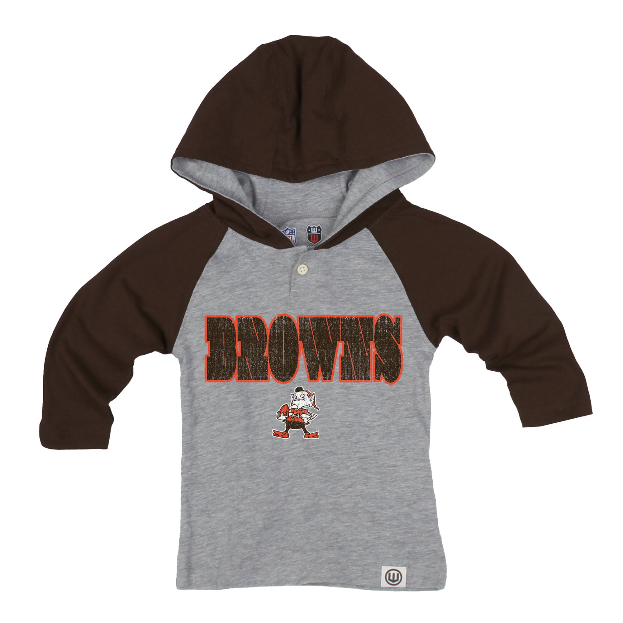 Ensemble sweat à capuche Henley et pantalon de survêtement Cleveland Browns gris chiné/marron pour tout-petits Wes Willy