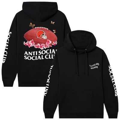Cleveland Browns AntiSocialSocialClub x NFL Unisex Impact Blossom Hoodie - Black