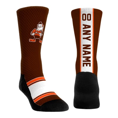  Cleveland Browns Rock Em Unisex Throwback Jersey Custom Crew Socks - Brown