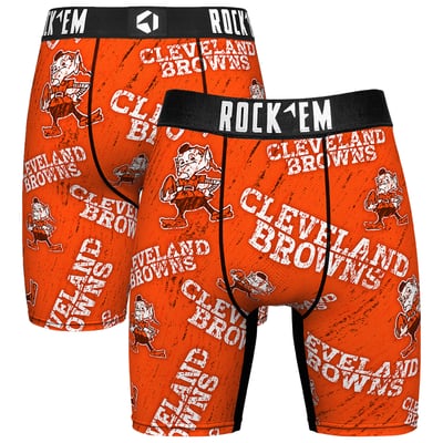  Cleveland Browns Rock Em Unisex Throwback Logo Allover Boxer Briefs - Brown