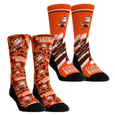  Cleveland Browns Rock Em Unisex Throwback Two-Pack Crew Socks Set - Orange