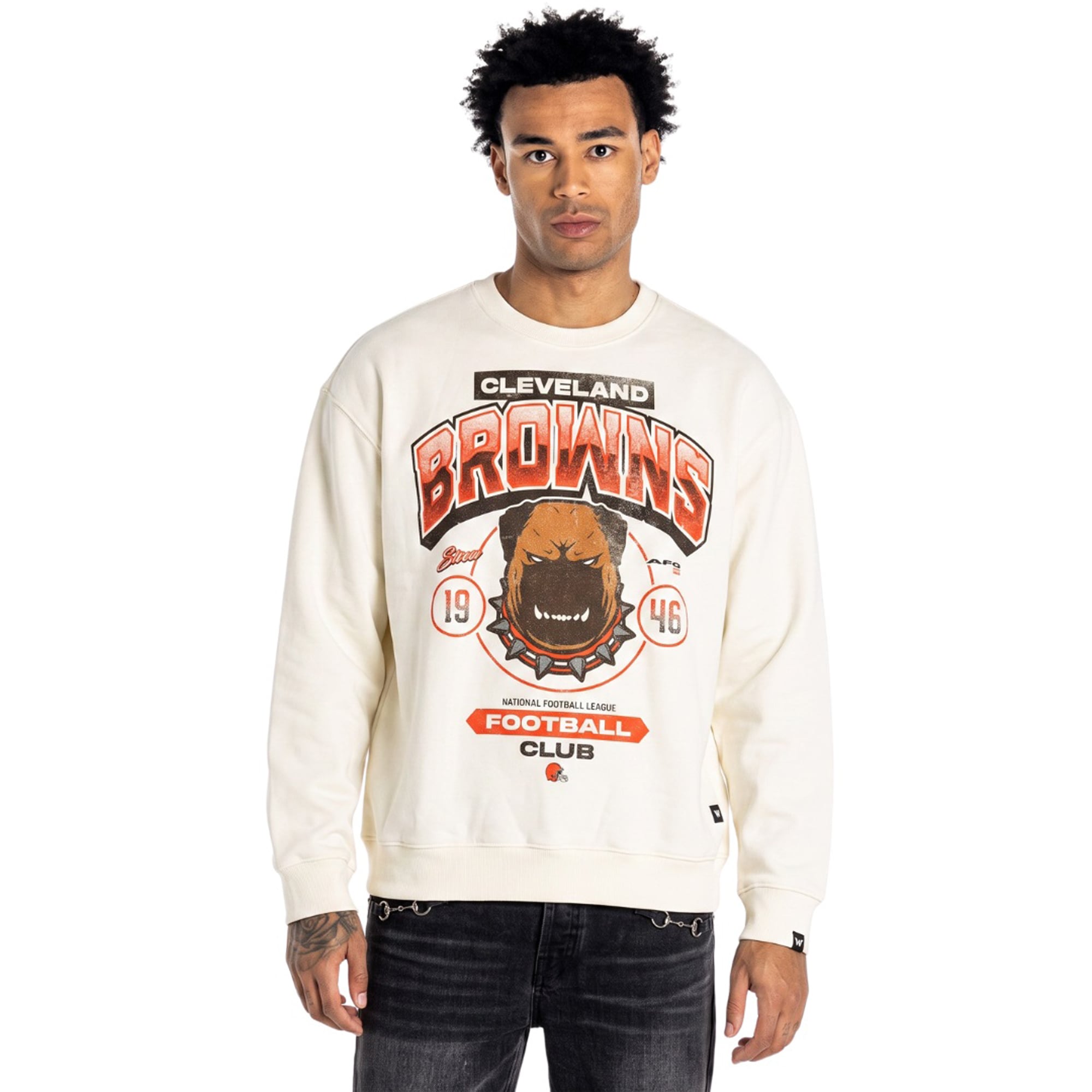 Sweat-shirt unisexe The Wild Collective crème à motif Cleveland Browns