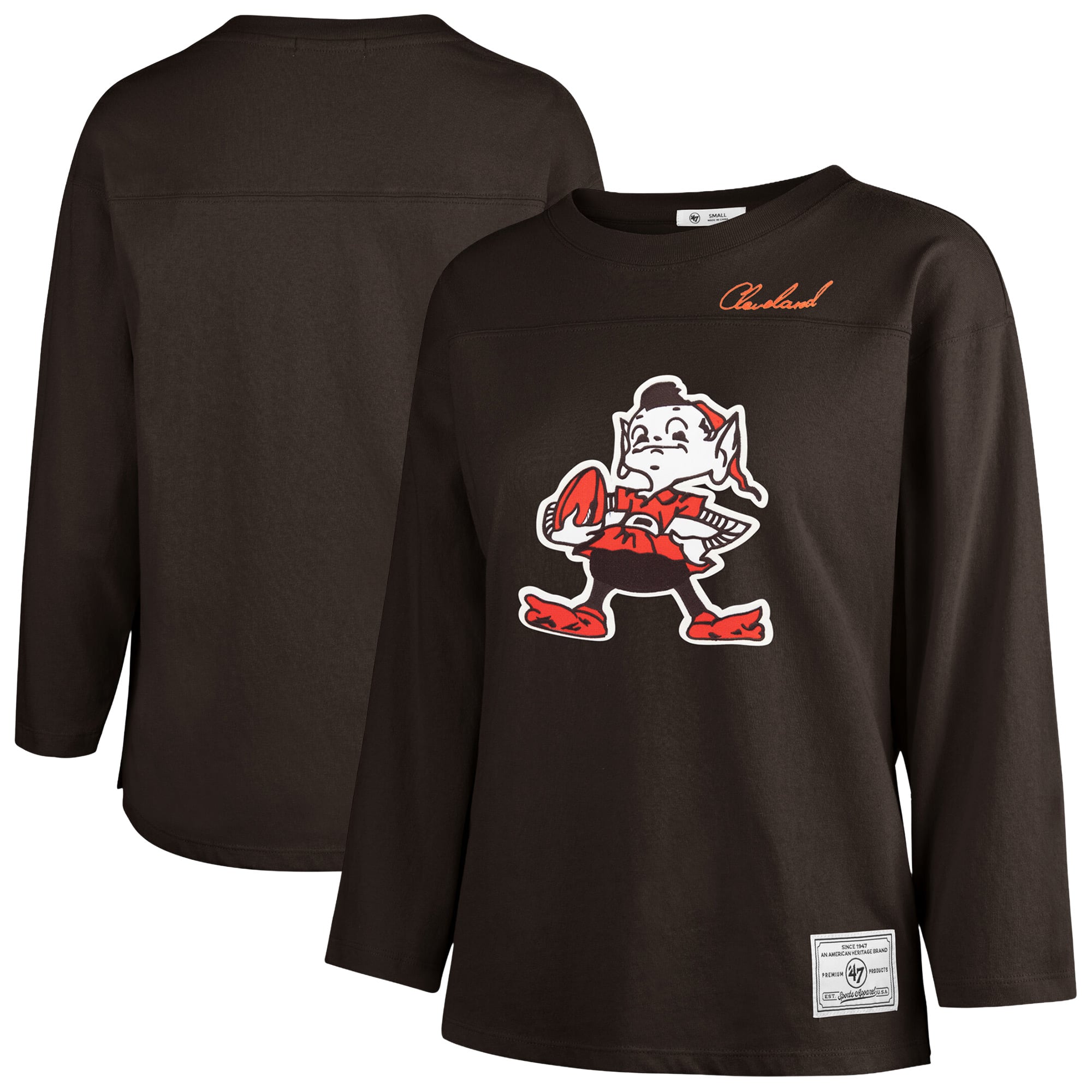 T-shirt à manches longues intemporel « 47 Brown Cleveland Browns Game Nod » pour femmes