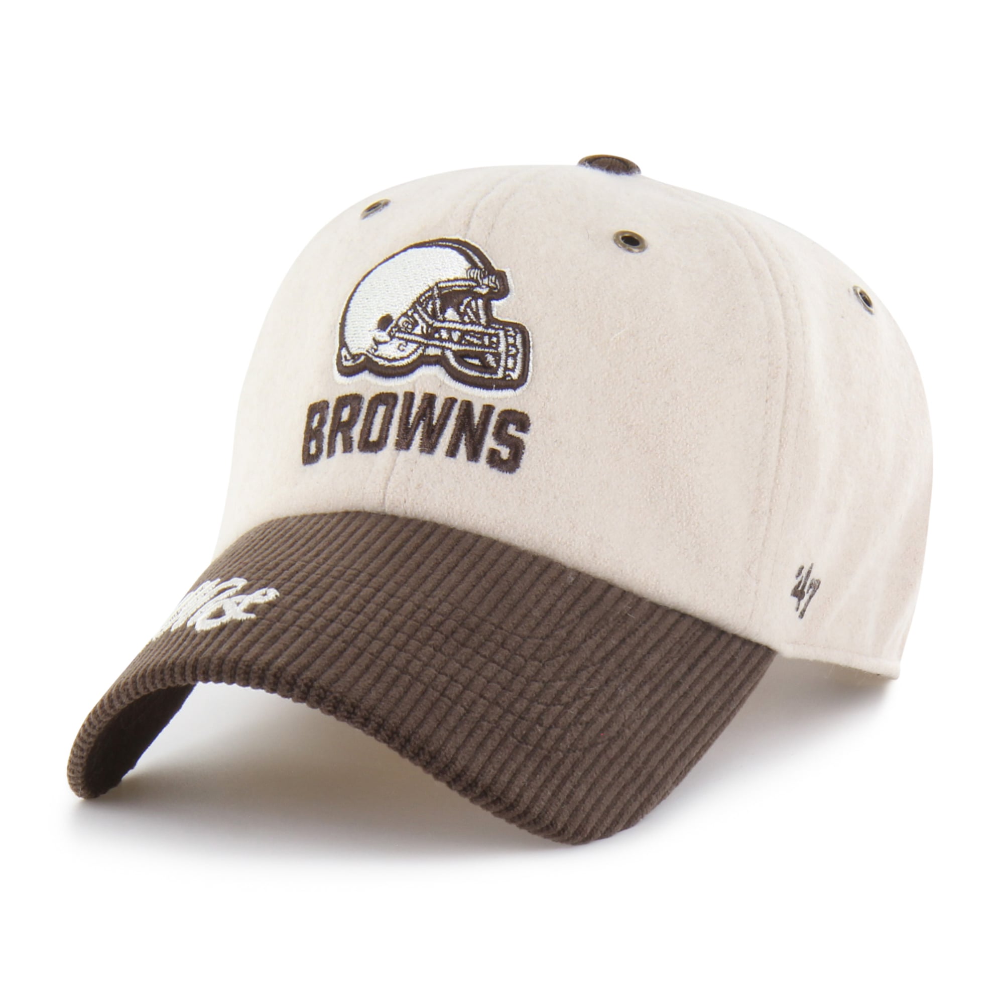 Women's '47 Natural/Brown Cleveland Browns Rope Script Clean Up Adjustable Hat